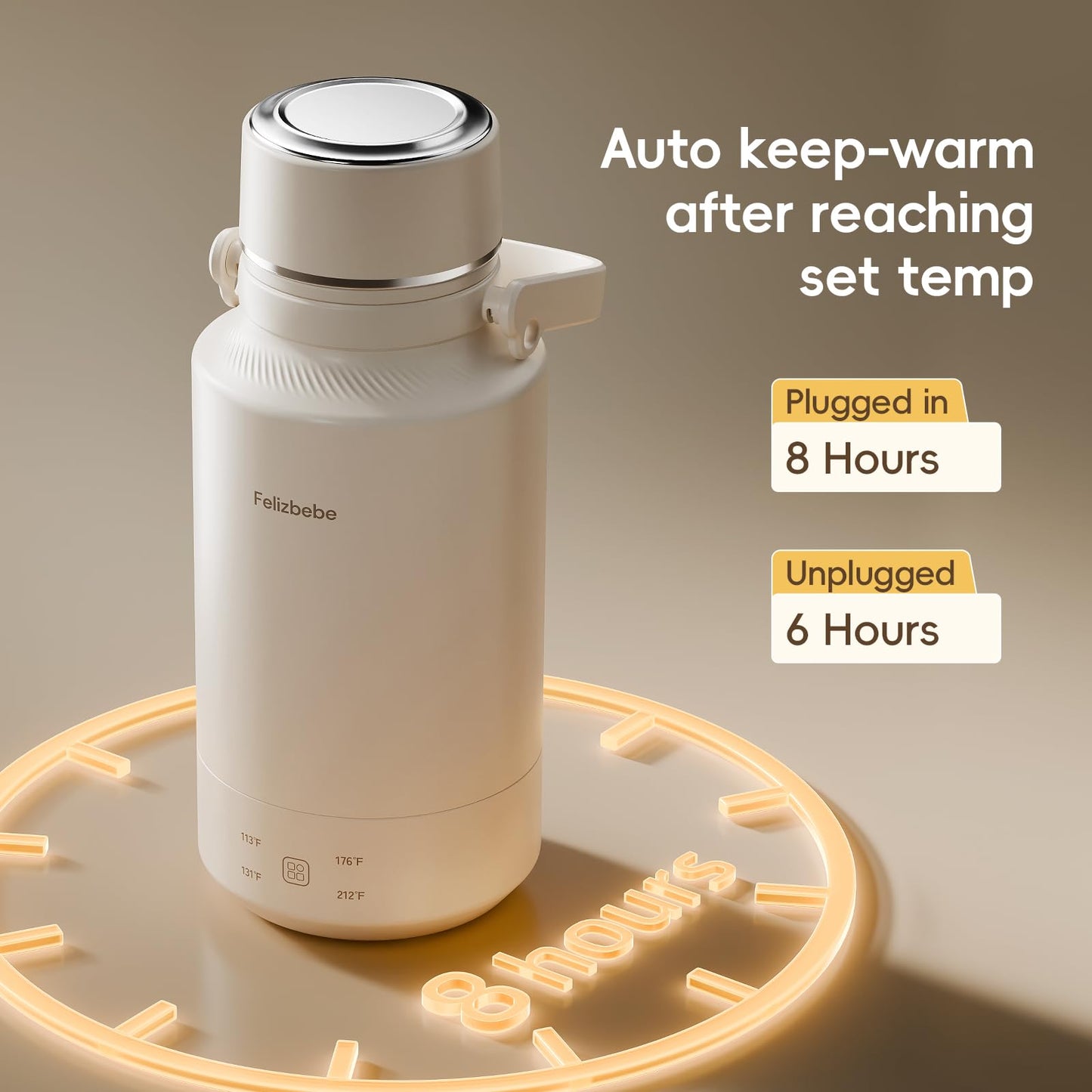 Felizbebe 33.8 Oz/1000mL Portable Electric Kettle,304 Stainless Steel Travel Kettle Electric,4 Temp Settings with Holding Heat,600W Fast Boiling Water with Auto Shut-Off and Boil Dry Protection