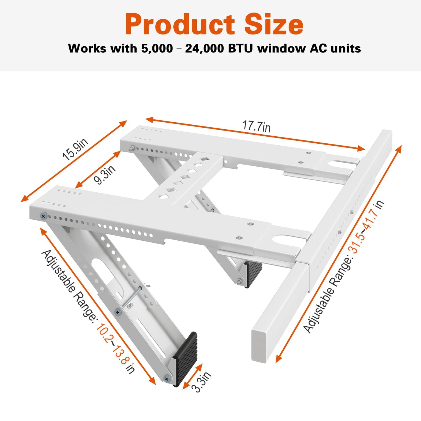 LuckIn Update Window Air Conditioner Support Bracket No Drilling, No Tools, Quick Install, Heavy Duty Window AC Bracket Supports Up to 220lbs, Fits Single & Double-Hung Windows