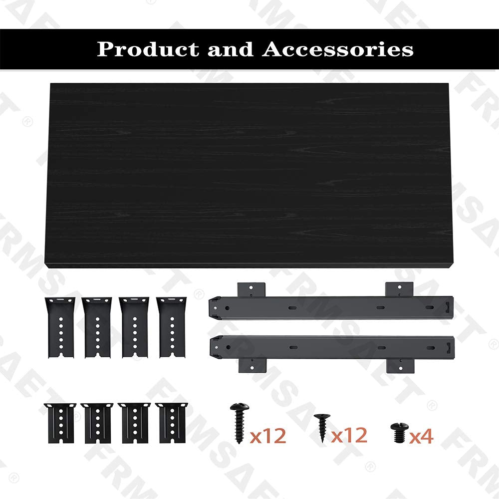 FRMSAET Furniture Accessories Office Product Suits Hardware 20/24/30 inches Keyboard Drawer Tray Wood Holder Under Desk Adjustable Height Platform. (24 inches, Black)