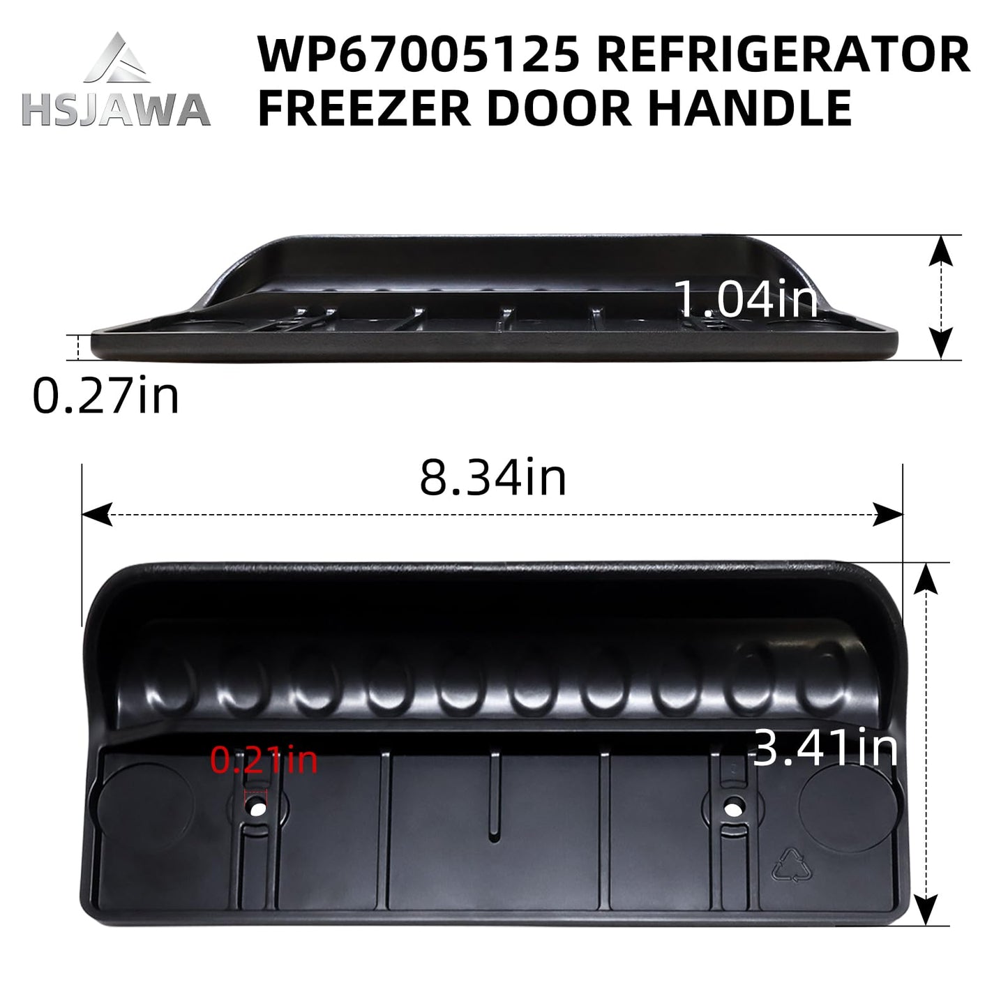 WP67005125 67005125 Refrigerator Freezer Door Handle Fits for Whirlpool Amana Door Handle Refrigerator 1071234 12285403 12285403 (Black 1PC)