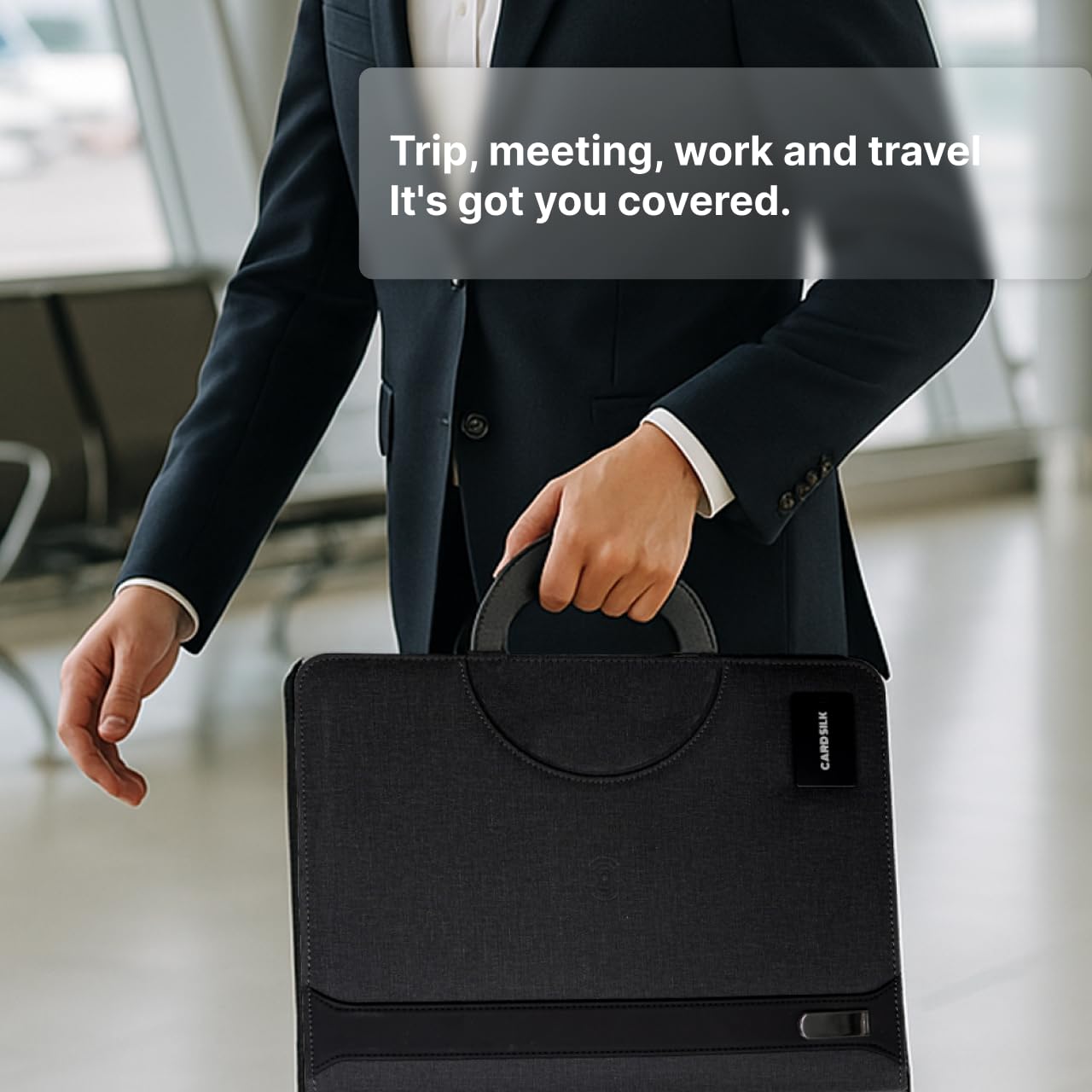 CARDSILK, Zipper Padfolio, Portfolio Binder Organizer with 8000mAh Power Bank, Portfolio for Resume, Documents, Phone, Tablet, Business Supplies, Notebook Organizer with Wireless Charging