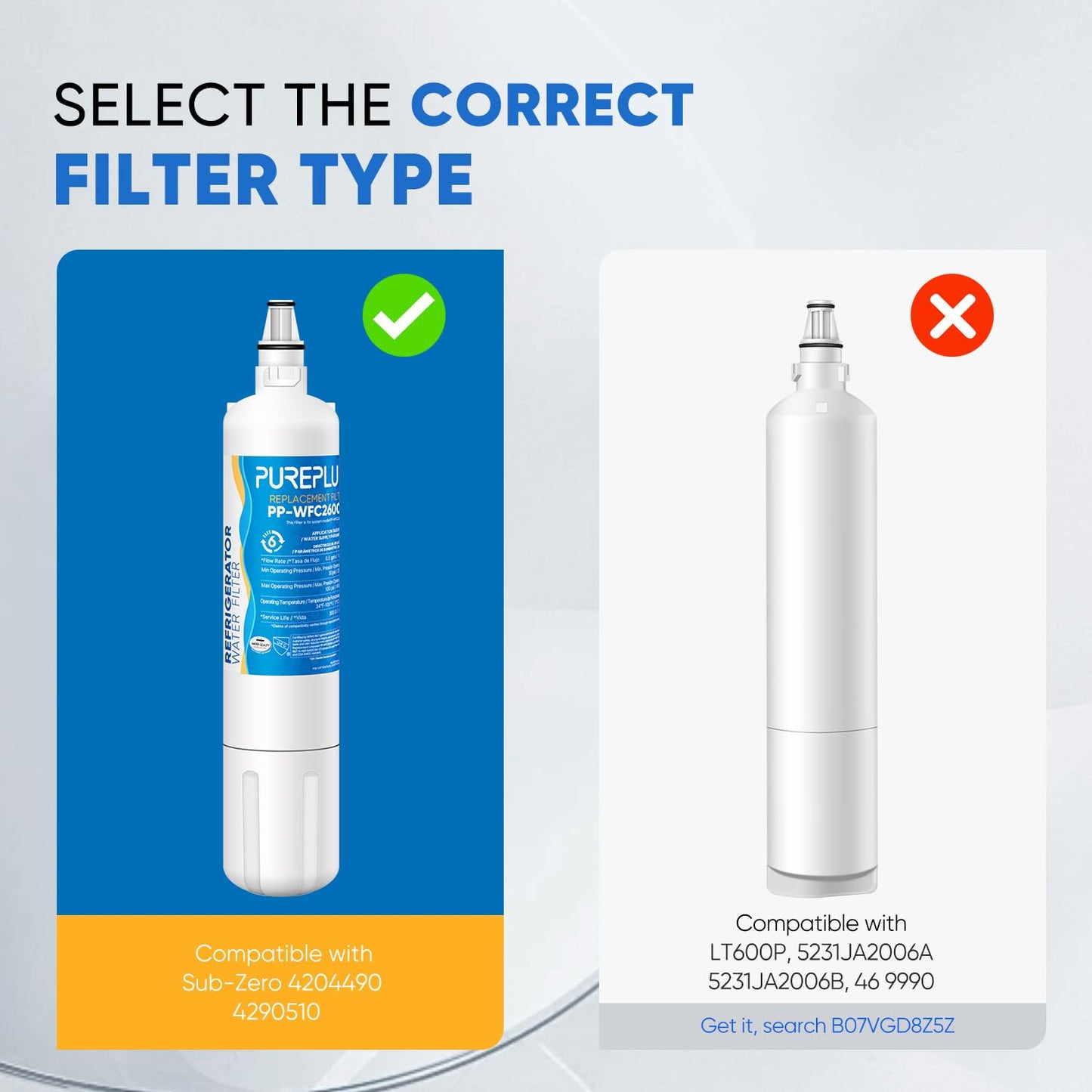 PUREPLUS 4204490 Replacement For Sub Zero, Sub-Zero 4204490, 4290510 Refrigerator Water Filter, 3 Pack