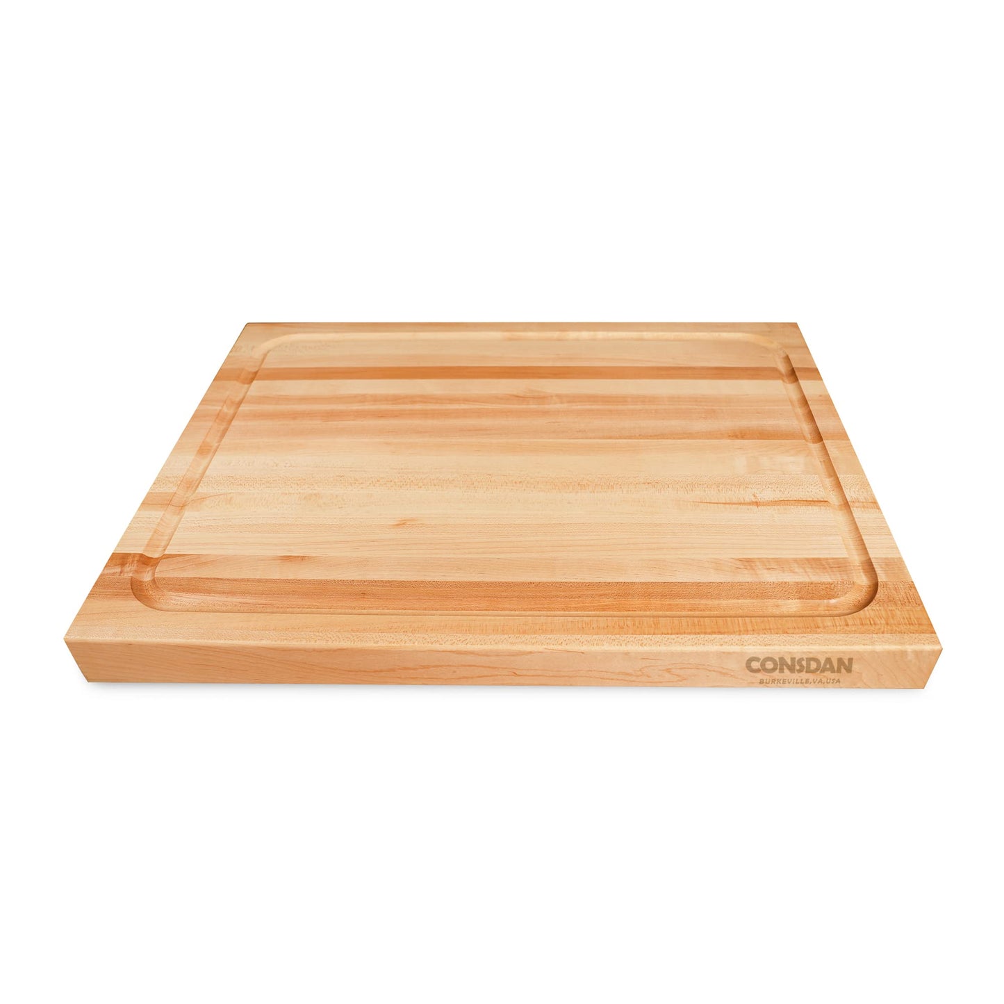 CONSDAN Hard Maple Wood Cutting Board for Kitchen, USA Grown Hardwood, 16 x 12, with Invisible Inner Handle, Prefinished with Food-Grade Oil, Suitable for Kitchen Edge Grain, 1-1/2" Thick