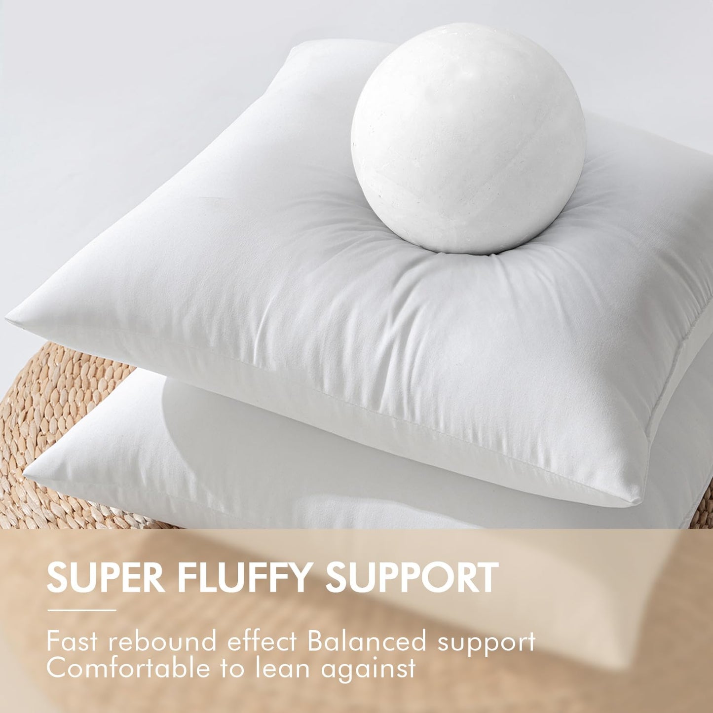 MIULEE Pack of 2 22x22 Inch Outdoor Pillow Inserts Waterproof Decorative Throw Pillow Insert, Square Lumbar Garden Pillow Form for Patio Sofa Couch