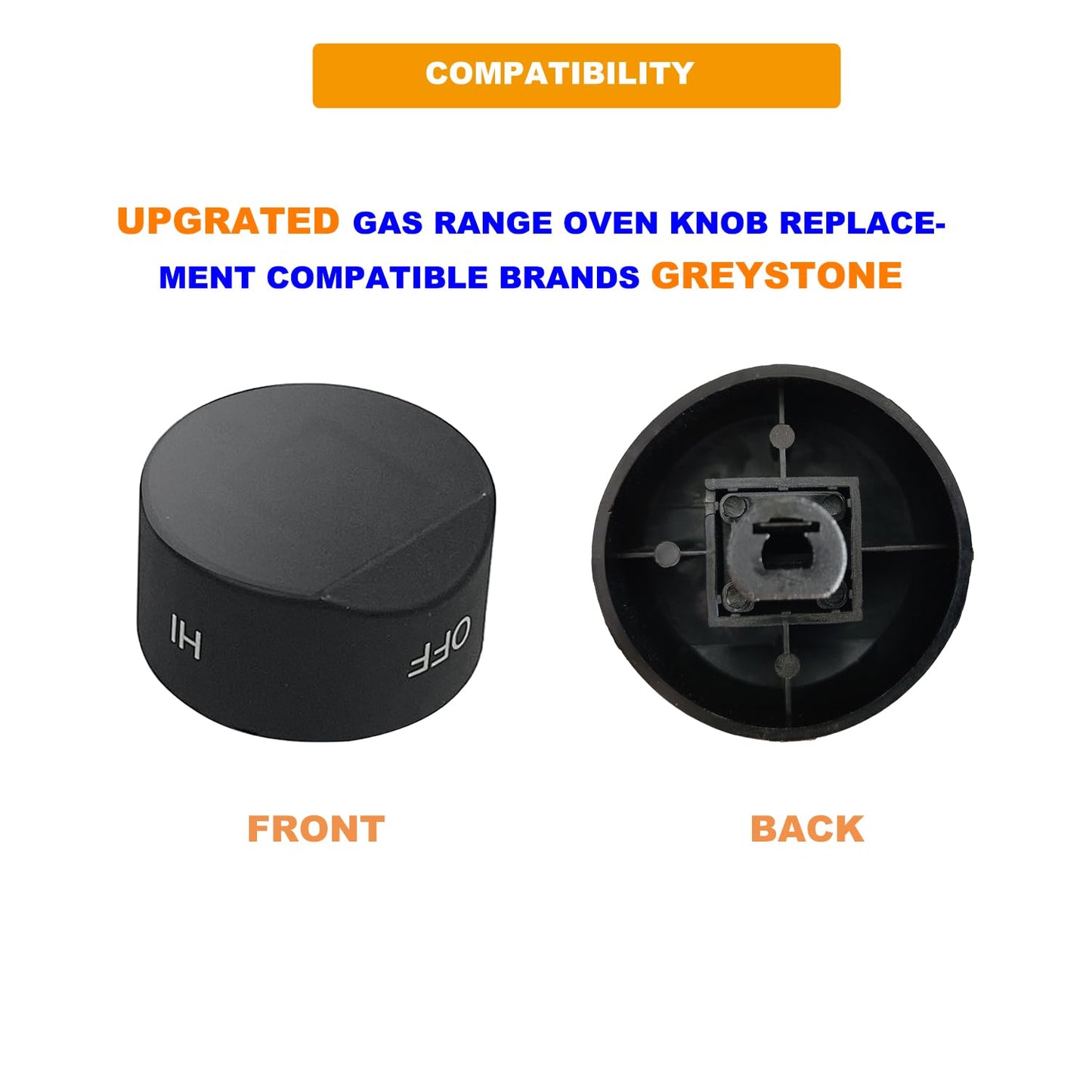 GABEROAD [Upgraded RV Gas Range Oven Knob Replacement Compatible with Greystone Range Oven Gas Stove Knob CF-RV17, CF-RV17B, CF-RV17BB, CF-RV21, CF-RV21B, CF-RV21BB(5pcs)