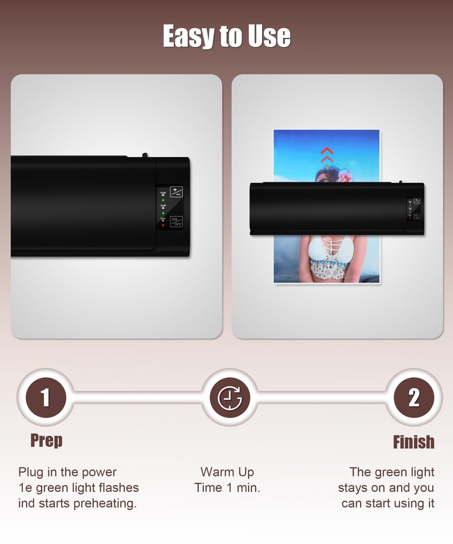 13 Inch Laminator Machine, A-3 9-in-1 Thermal Laminator with Sheets for Hot & Cold Laminating Machine, Features Fast 60-Sec Warm Technology and Never-Jam Design for Home,Office,or School Use (Black)