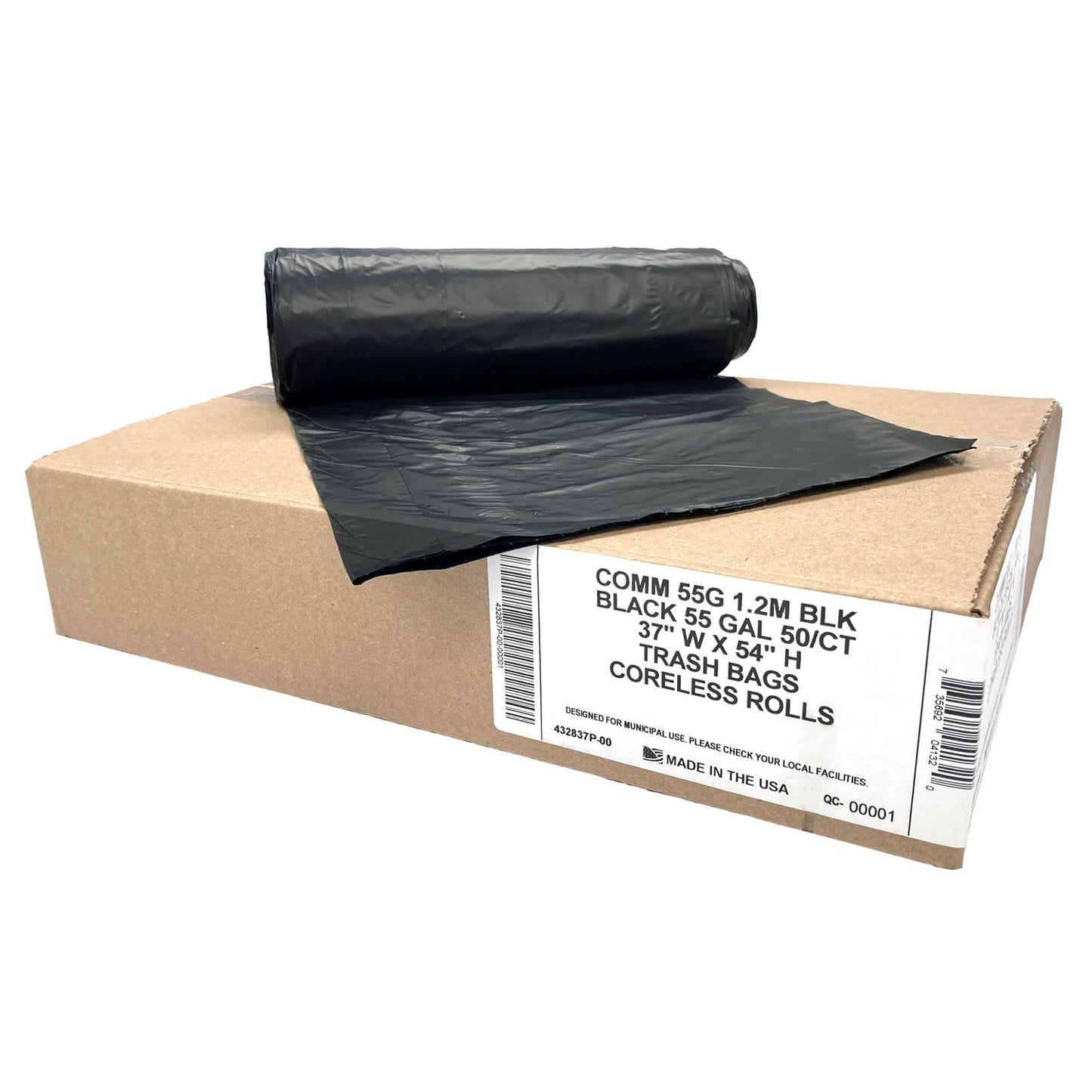 Ultrasac Heavy Duty 55 Gallon Black Trash Bags - (Value 50 Pack) - 1.5 MIL equivalent Industrial Strength Plastic 37" x 54" for 50-55 Gal Cans -Fits Toter, Rubbermaid Brute, Carlislie Bronco etc.