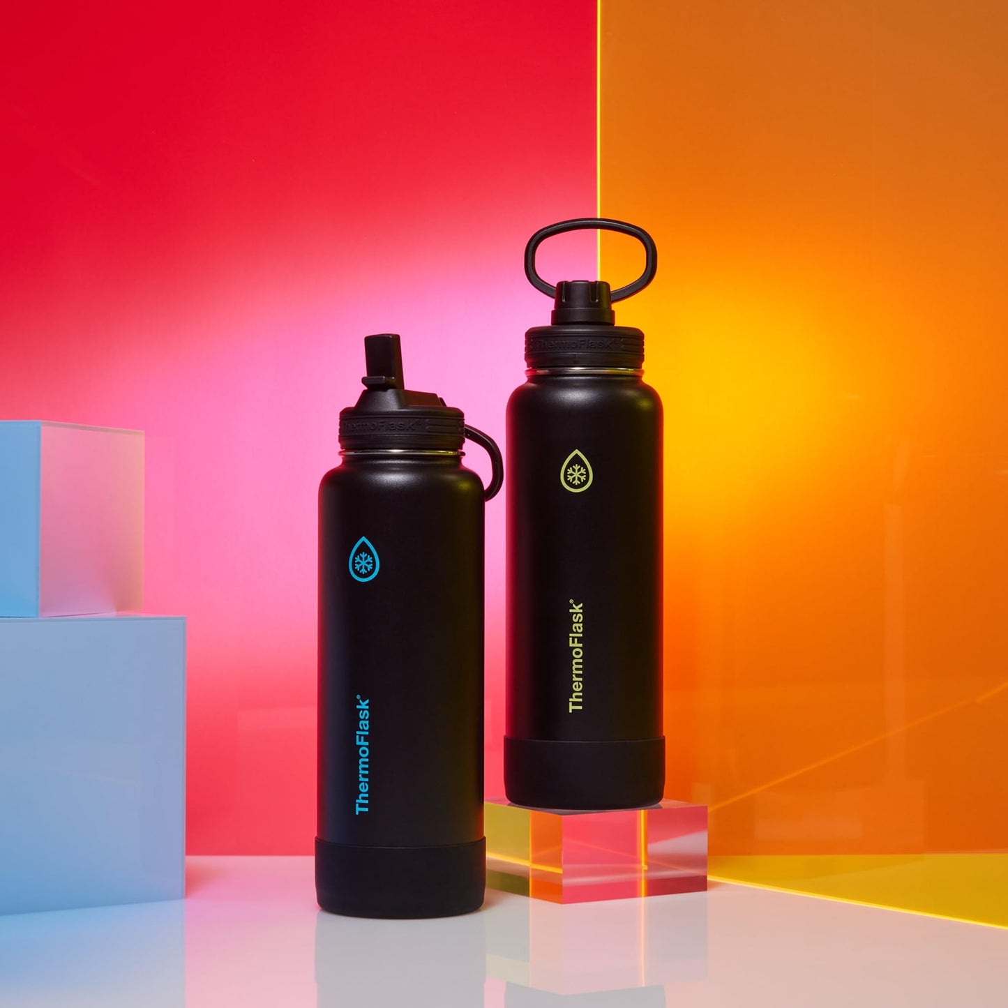 ThermoFlask Insulated Water Bottle with Spout Lid (40 oz, Electric Eclipse) - Leakproof, Stainless Steel Water Bottle for Cold & Hot Drinks, Travel & Daily Hydration