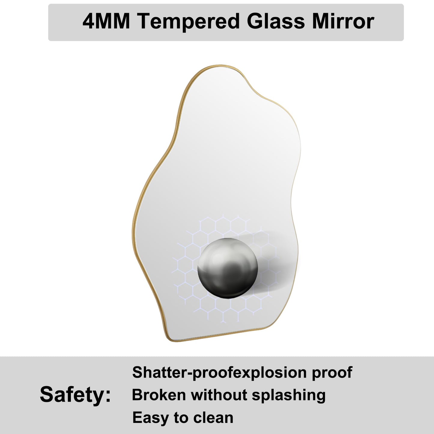 BOMINICA Irregular Wall Mirror Asymmetrical Mirror, Decorative Wall Mirror Golden Wood Framed, Wall Mounted Mirror for Bathroom Living Room Entryway Bedroom Hallway (Gold, 20" x 28")