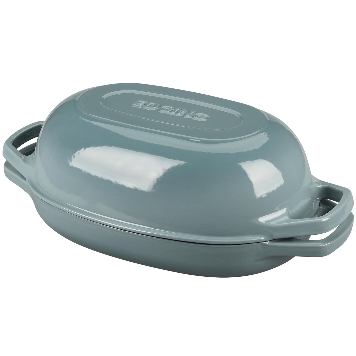 EDGING CASTING Enameled Cast Iron Oval Dutch Oven Pot with Lid, Dutch Oven for Sourdough Bread Baking, Bread Oven, Bread Dutch Oven, Oval Bread Pan, 5qt, Seasalt