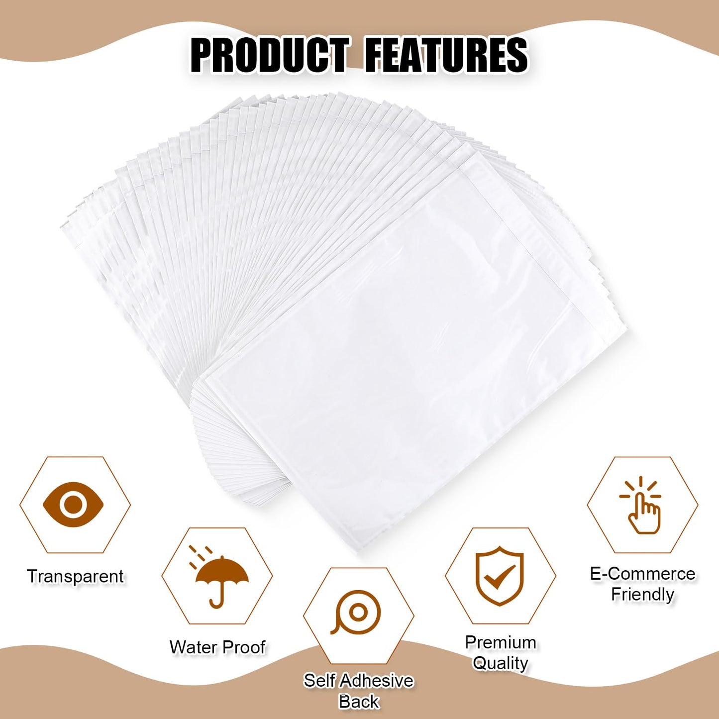 Cholemy 400 Pcs 9.5 x 12 in Clear Packing Slip Pouches Shipping Label Sleeves Adhesive Packing List Pockets Envelopes Mailing Protectors Slip Envelope Pouches Holders Cover Enclosed Bag