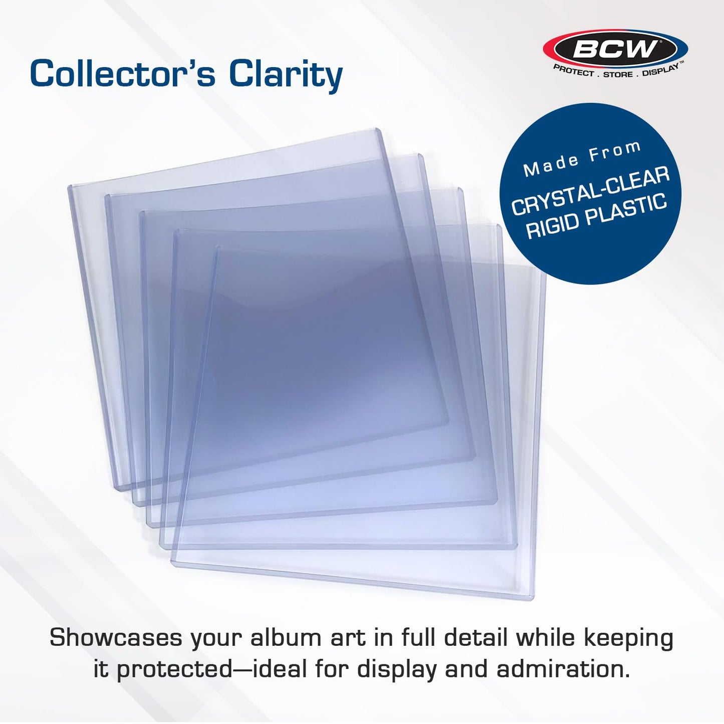BCW 12-Inch Vinyl Record Topload Holder - 5 Pack | 11MM Thick | Rigid PVC Double LP Album Protector | Compatible with Record Sleeves and Bags | Essential Vinyl Album Storage and Display Solution