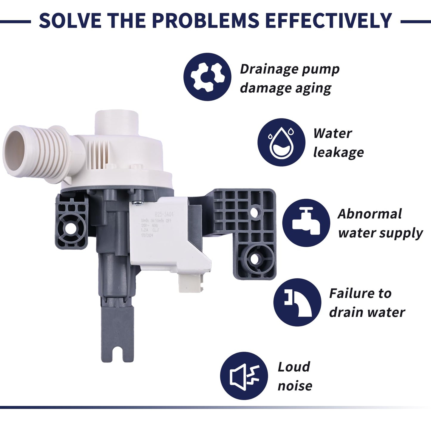 Magimaker 2025 Upgrade W11396717 W11263349 Washer Drain Pump Compatible with Whirlpool Maytag Kenmore Washing Machine Water Drain Pump Repalce W11396717 W11263349 120V 60Hz 1.2A