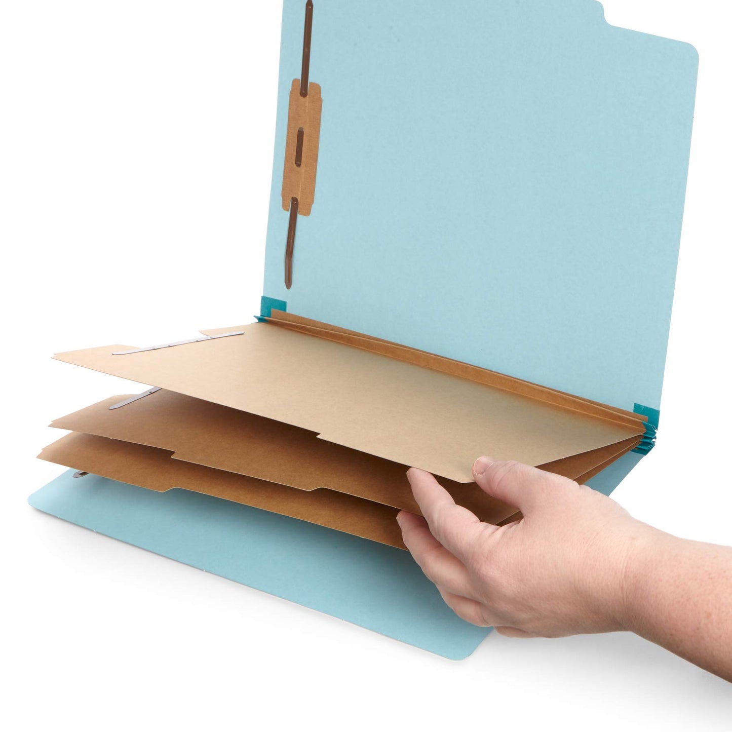 Blue Summit Supplies Light Blue Classification Folders, 3 Dividers, Letter Size with 2 Inch Expansions, 8 Section, 10 Pack