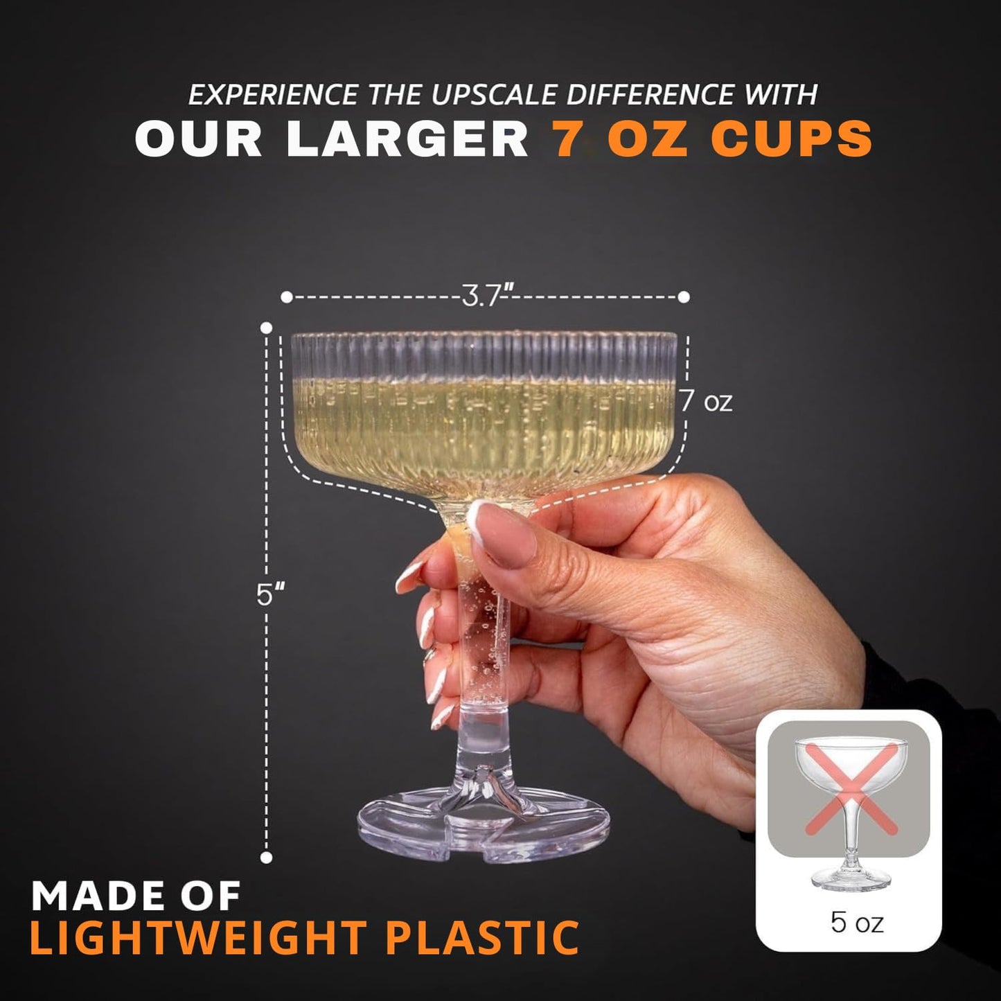 Ksestor PLASTIC Champagne Tower – 21-Piece 7oz Plastic Coupe Glasses, Champagne Tower Glasses Set for Weddings, Parties & Hosting – Clear