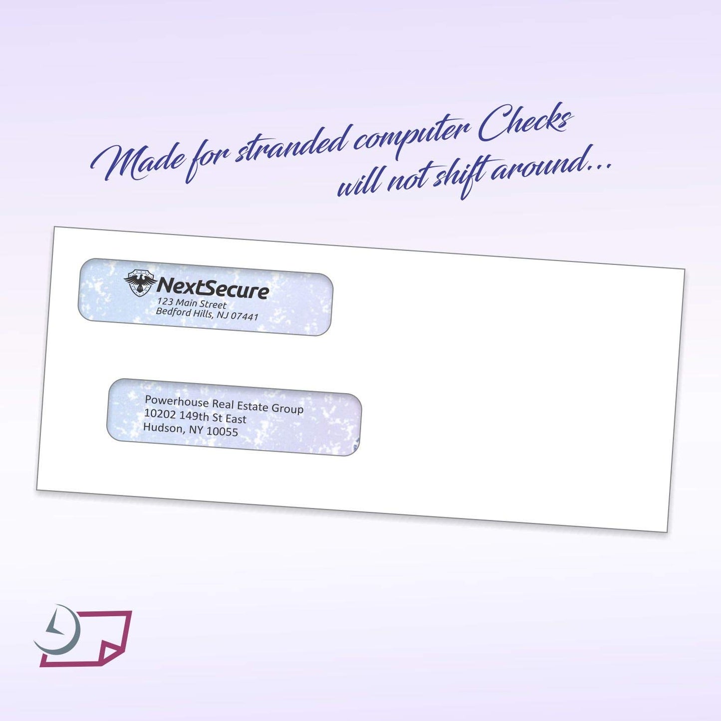 NextDayLabels #8 Double Window Check Envelopes - 500 Pack Ready-Seal Business Envelopes with Security Tint - Self-Sealing Envelopes with Window for Laser Printed Checks - Made in USA