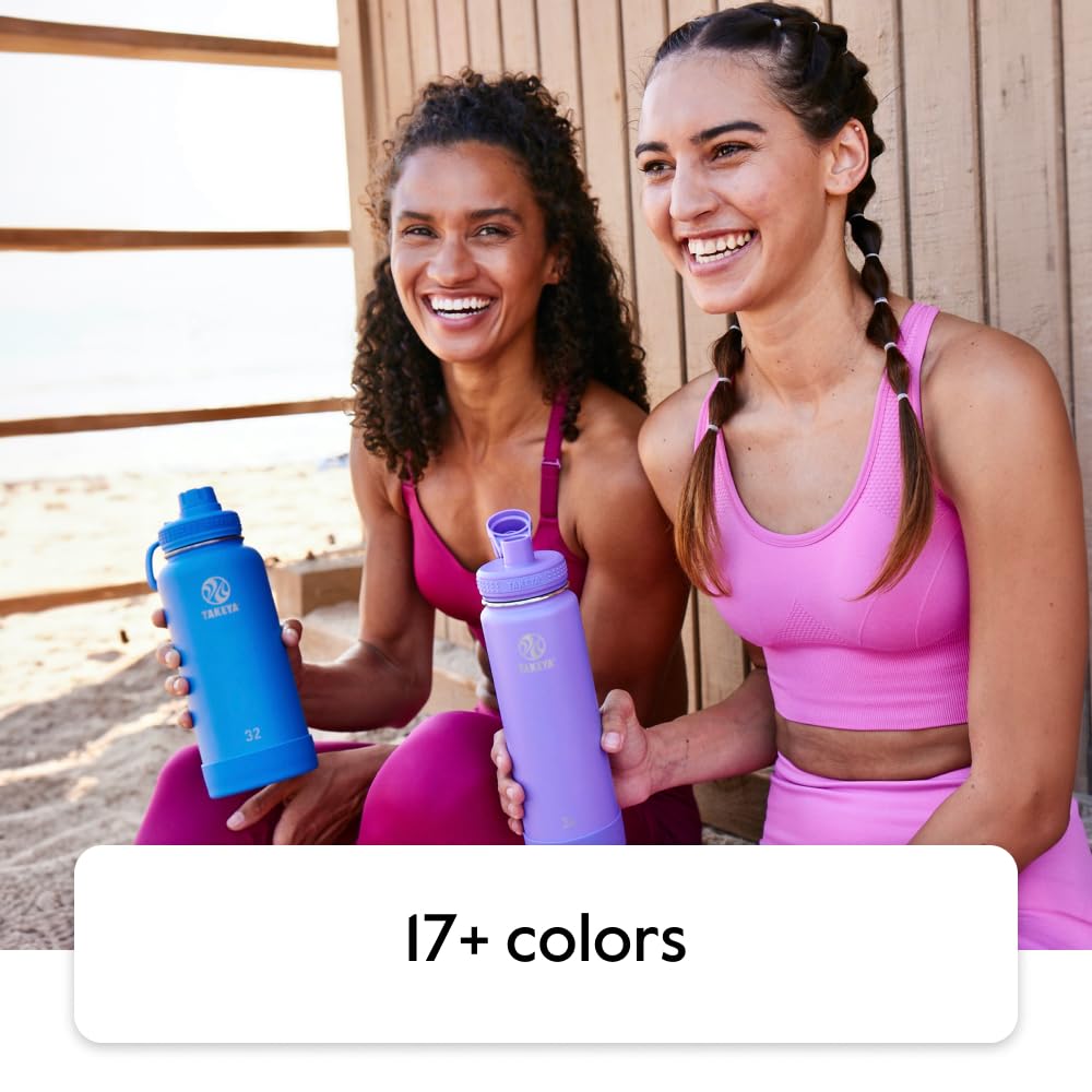 Takeya Actives Stainless Steel Water Bottle, Insulated Spout Lid, Keeps Drinks Cold 24 Hrs, Leakproof, Durable, Dishwasher Safe, Ideal for Gym, Travel, Fits Most Cup Holders, 40 oz/Onyx