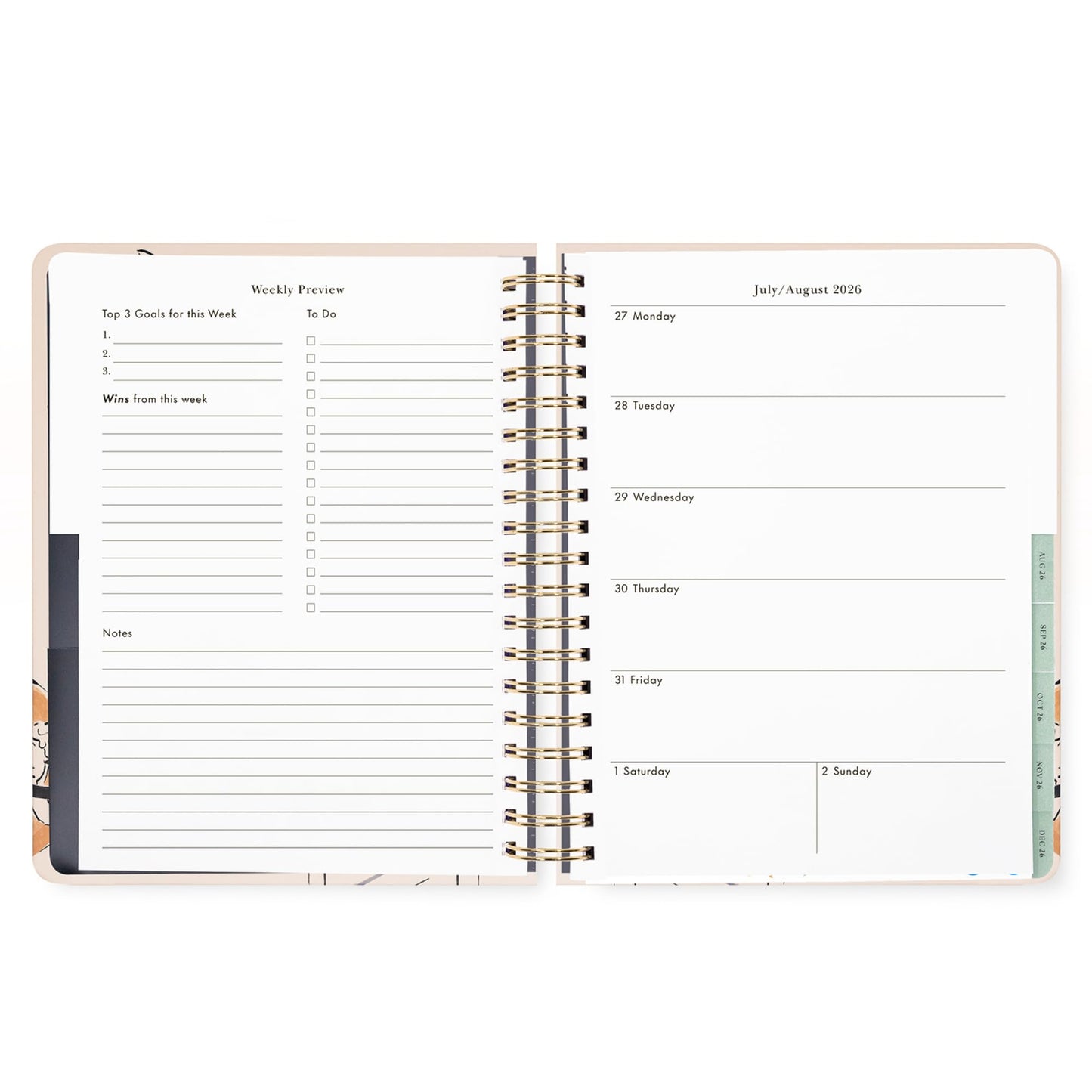 kate spade new york Mega Planner 10" x 8.5" Spiral Bound Agenda with Monthly & Weekly Layouts, Goal Tracker, Vacation Planner, Stickers, Tabs, Elastic Closure & Pocket August 2026-December 2027 (New York Dream)