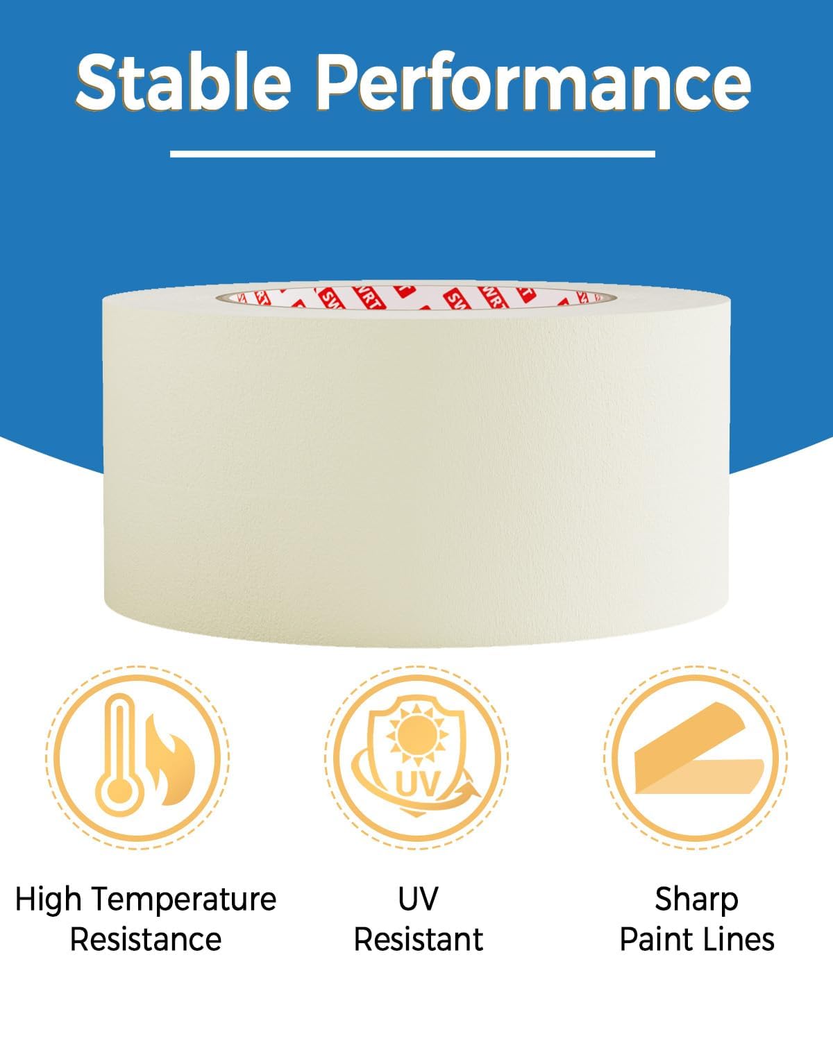 SWRT Masking Tape 2 Inch Wide x 55 Yards, 18 Rolls (990 Total Yards), White Painters Tape for Painting, Labeling & Packaging, Automotive Masking Tape Bulk, Clean Removal, Multi-Surface Adhesion