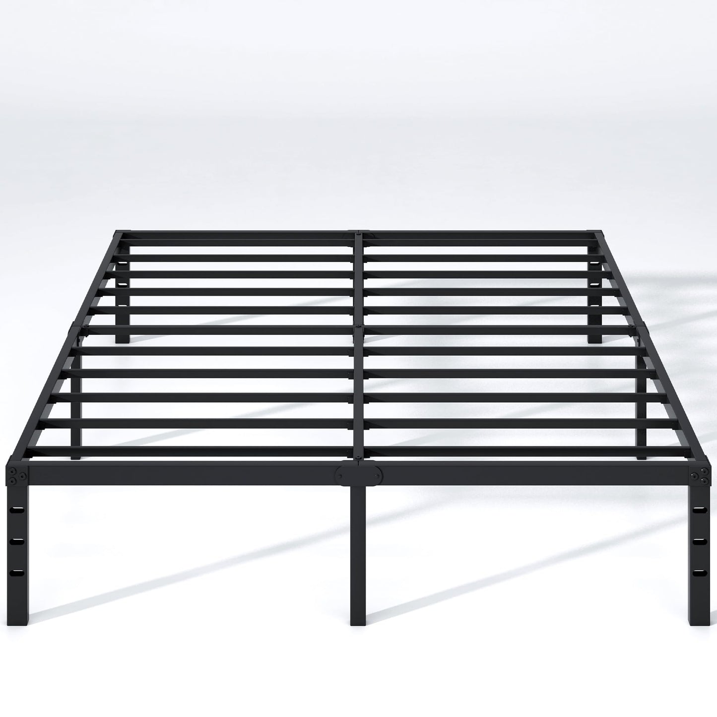 NEW JETO Metal Bed Frame,Queen Size Bed Frame with Storage Space,Heavy Duty Sturdy Mattress Foundation,Easy Assembly,No Box Spring Needed, Black,14 Inch,Queen