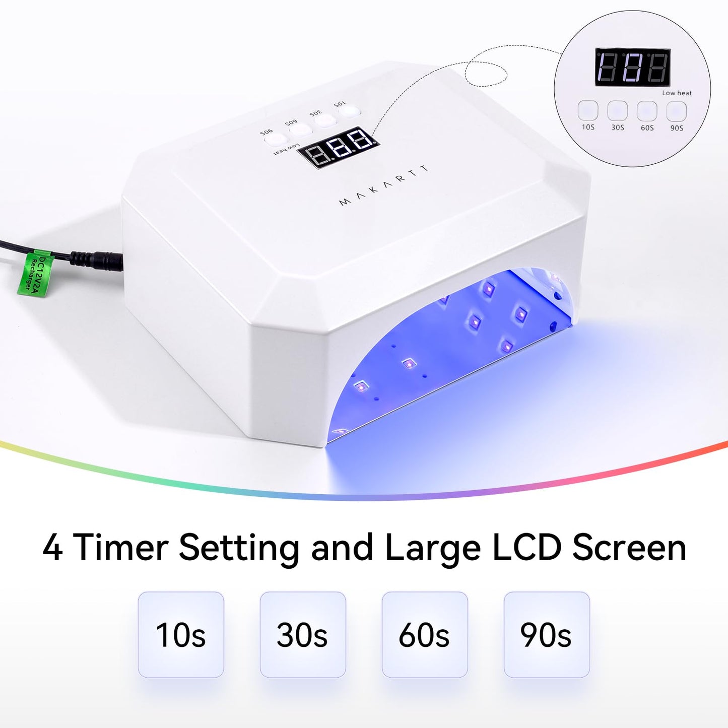 Makartt UV Nail Lamp, LED Light for Gel Polish 36W Nails Curing Dryer with 4 Timer Setting Display Auto Sensor, Professional Flash Cure Lamp for Salon & Home