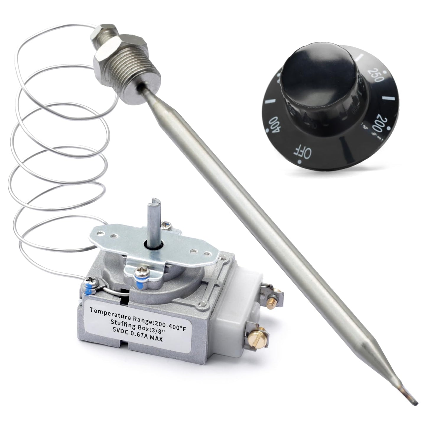 RX-2-24 Thermostat for Deep Fryer with 3/8" Mpt Stuff Box Replacement for Atosa 301030004 RX-10-24 RX-2-30 RX Millivolt Thermostat 00-913153 Replacement for Adcraft deep Fryer 200-400F with 3/8"