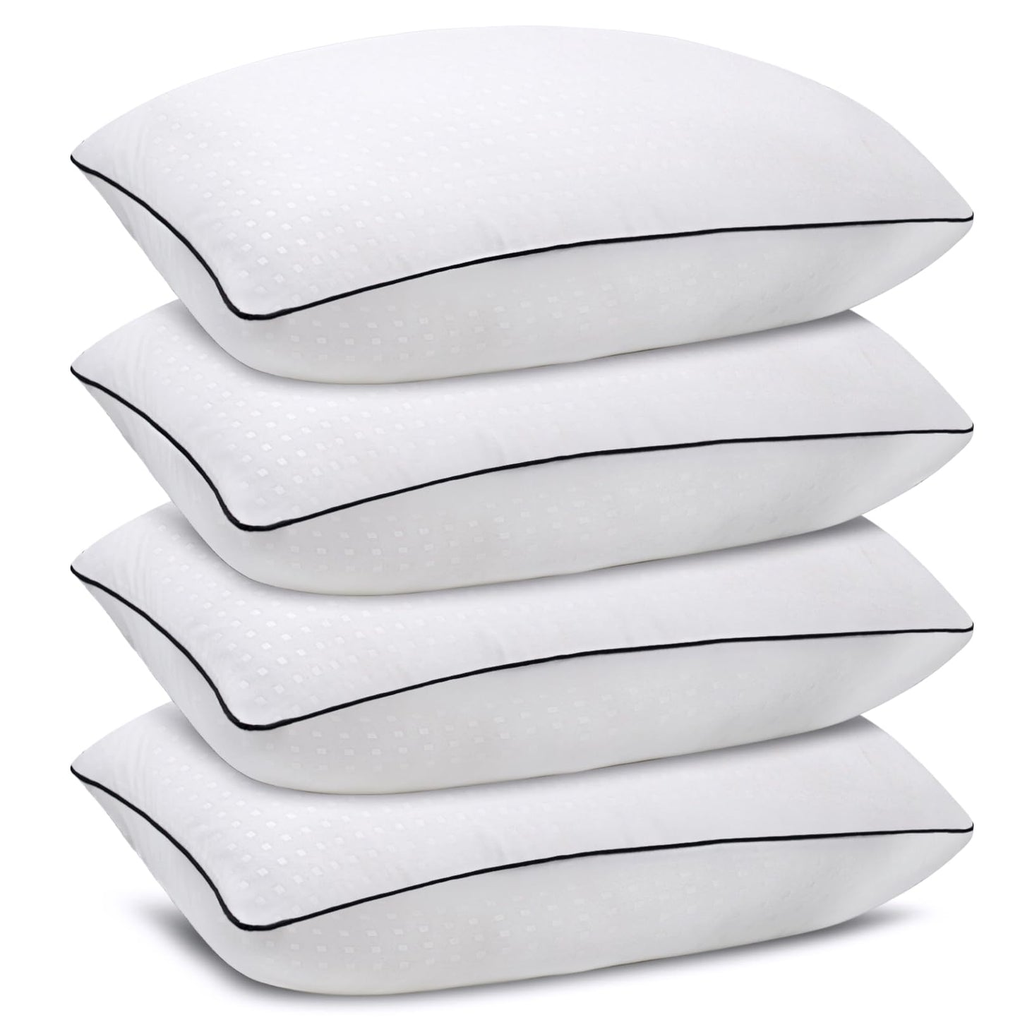 Higoom Queen Size Bed Pillows for Sleeping 4 Pack,Luxury Hotel Pillows,Comfortable and Supportive,Machine Washable,Suitable for Stomach,Back and Side Sleepers.