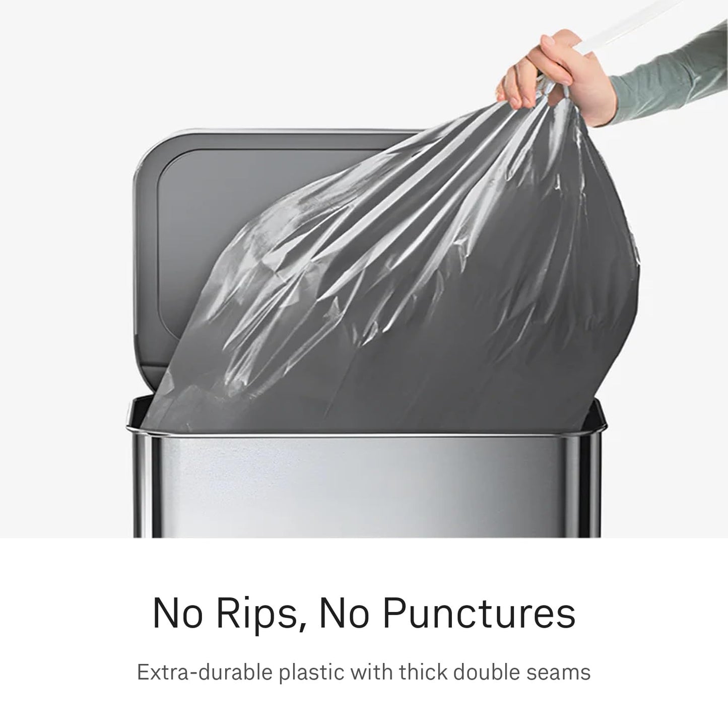 simplehuman Code H 100 Count Odorsorb® Custom Fit Liners, Drawstring Odor Absorbing Trash Bags, One-by-One Mess-Free Dispense, Extra Thick & Double Seamed, 50% PCR Plastic, 30-35 Liter / 8-9 Gallon