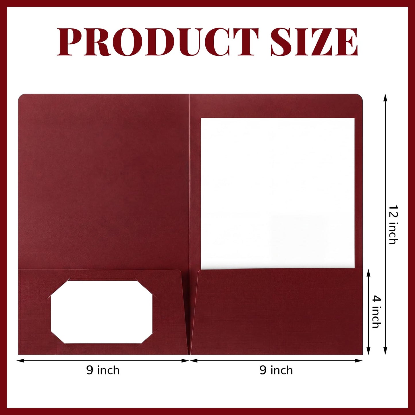 Affrolling 50 Pack 6 x 9 Inch Welcome Pocket Folders Welcome Folder Presentation Folder Employee File Folders for Weddings, Party, Conference, Seminars, Bar Mitzvah (Burgundy Linen)