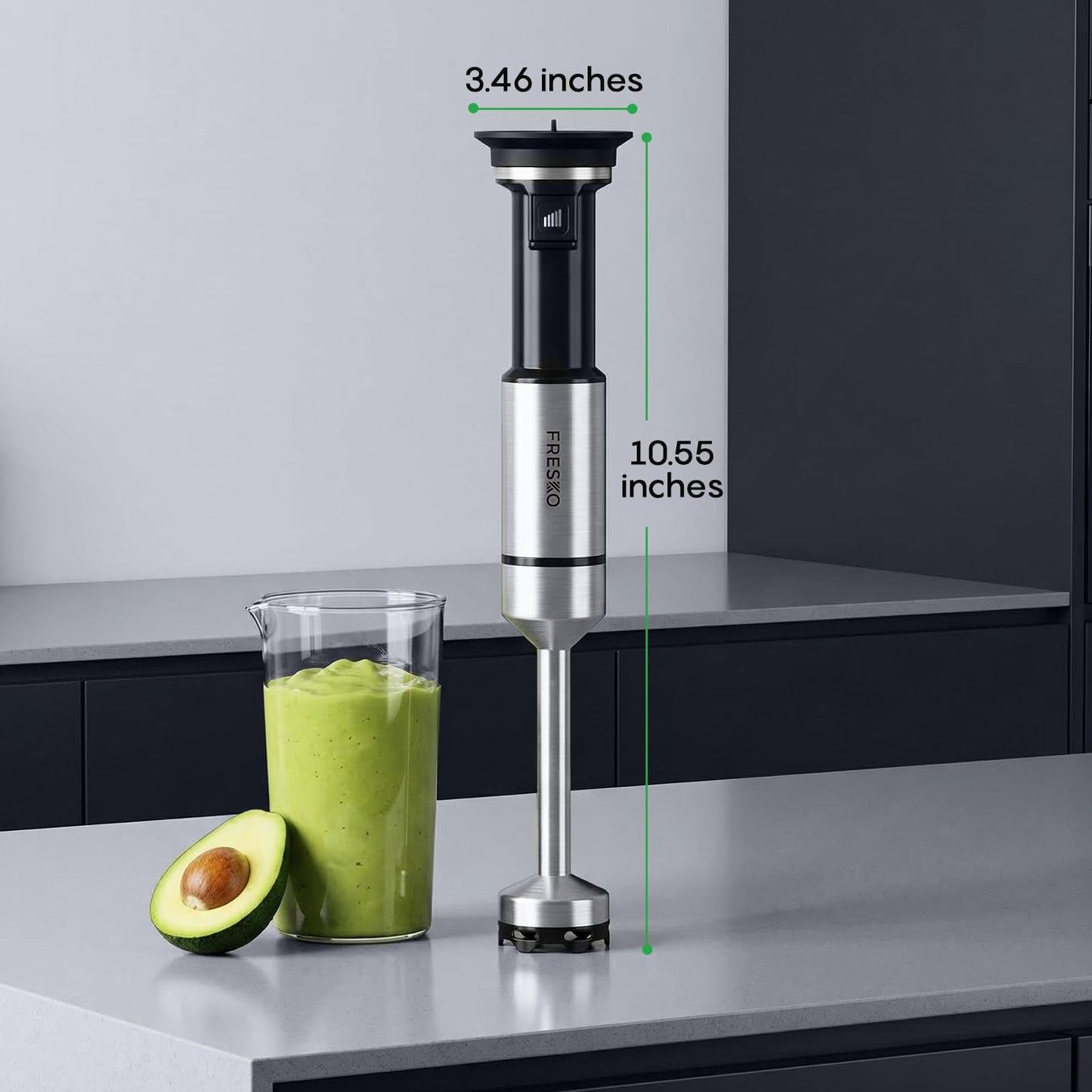FRESKO Immersion Blender Handheld, Corded Hand Blender with Trigger Variable Speed, Anti-Scratch Stainless Steel Shaft, Stick Mixer for Soups, Shakes, Baby Food & Puree