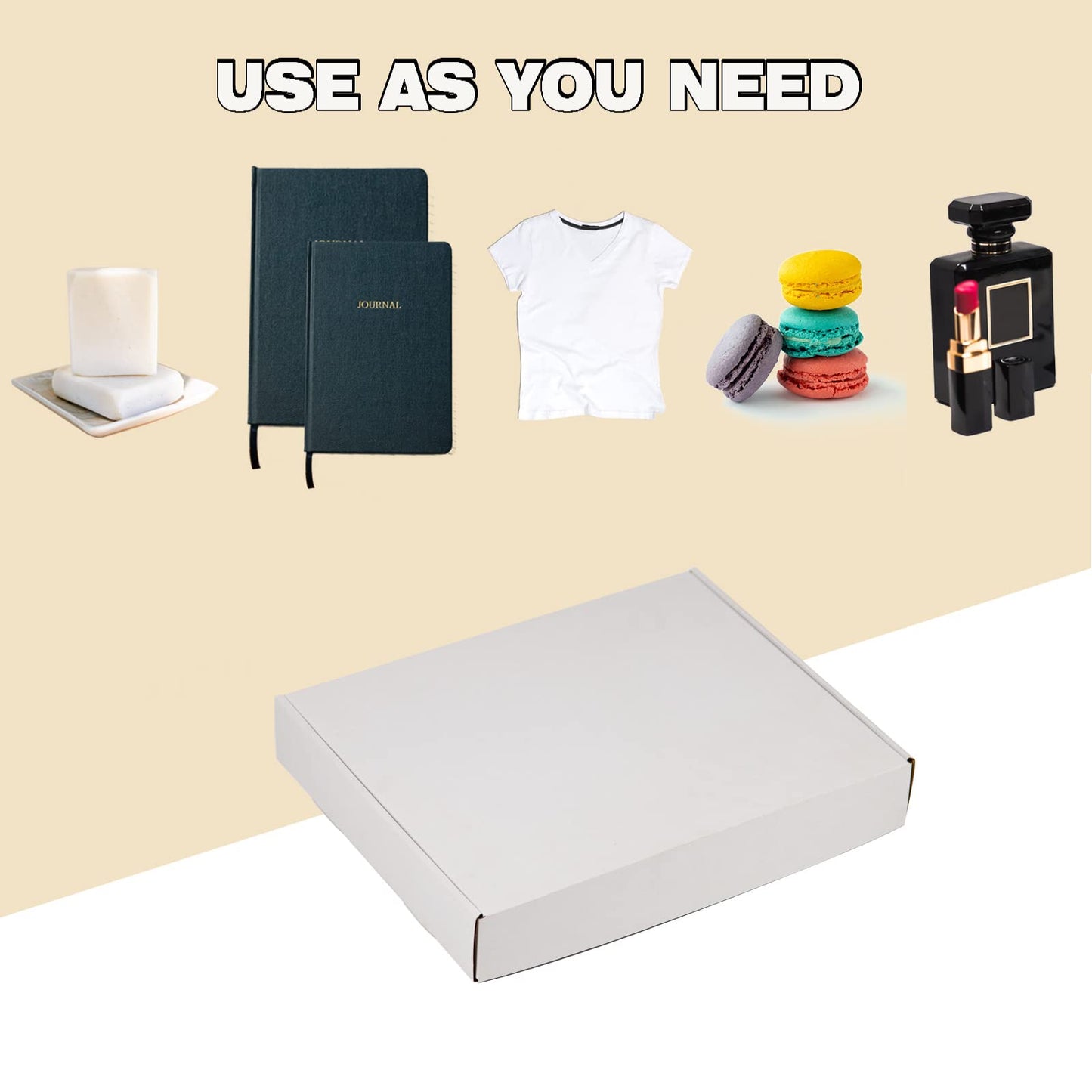 Sodissa 13x10x2 Inches Shipping Boxes Pack of 25, White Corrugated Cardboard Boxes for Small Bussiness