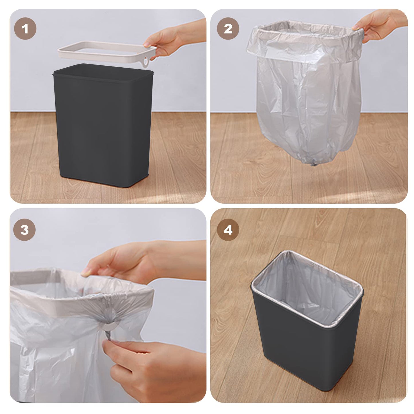 3 PACK - Bathroom Trash Can with Lid - 2.5 Gallon Automatic Trash Cans Touchless - Bedroom, Office - Small Smart Garbage Can - Electric, Narrow - Motion Sensor Trash can Bathroom ( Matte Black )