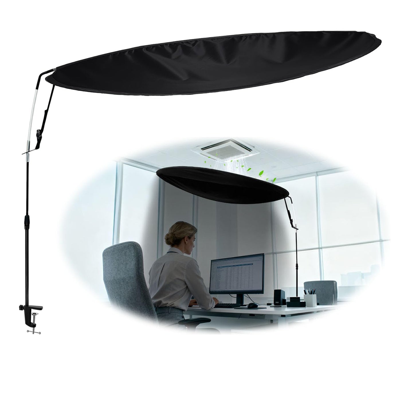 Adjustable Office Cubicle & Desk Shade – 43" Extra-Large Oval Design for Wider Coverage, Blocks Light and Distractions, Creates a Private and Comfortable Workspace
