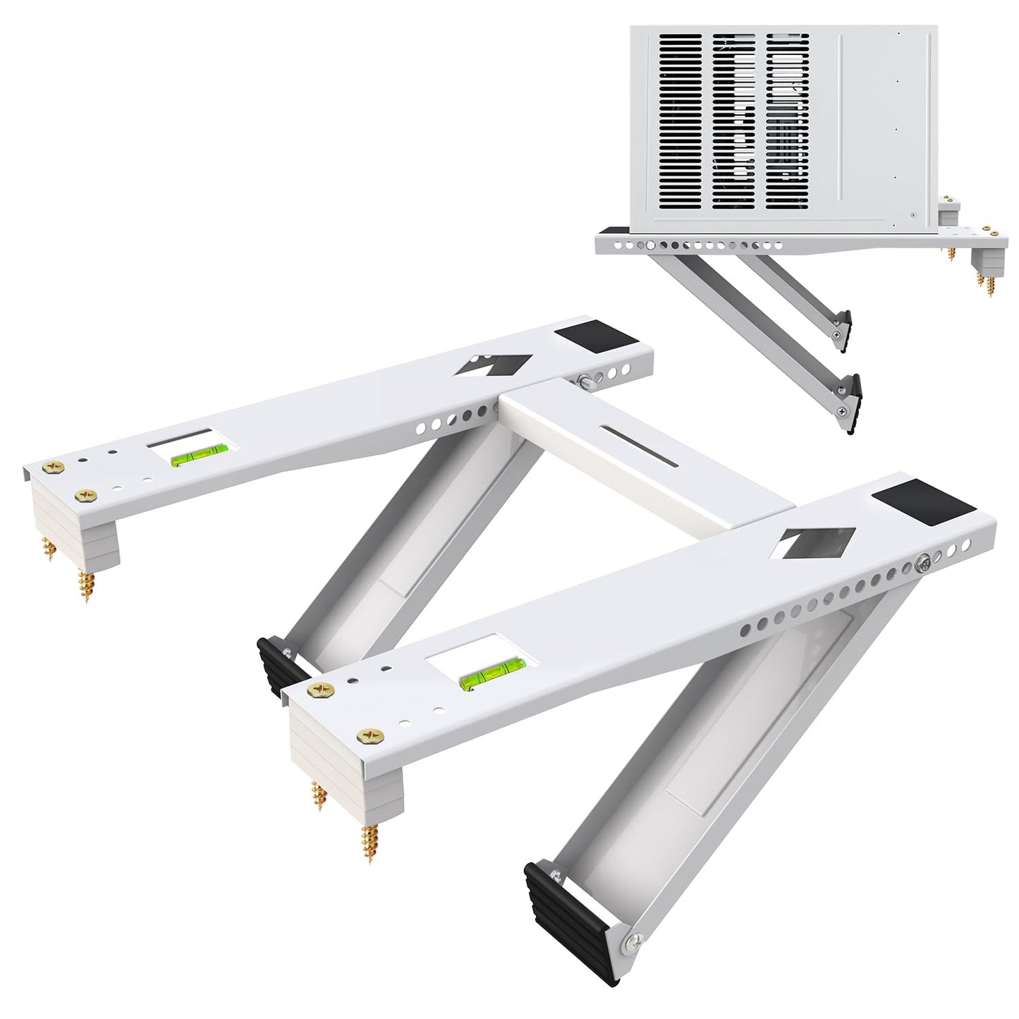 Aozzy Dual Arm Window Air Conditioner Support Bracket Heavy Duty 200lbs, for 5000-22000 BTU Units, Universal Window AC Mount Units Fits Single/Double Hung Windows with Anti-Vibration Pads