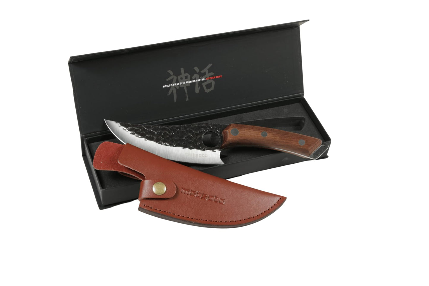 Matsato Chef Knife with Leather Sheath – Japanese Steel Kitchen Knife for Home & Cooking, Christmas Gift Set for Men or Women, Kitchen Accessory for Chefs