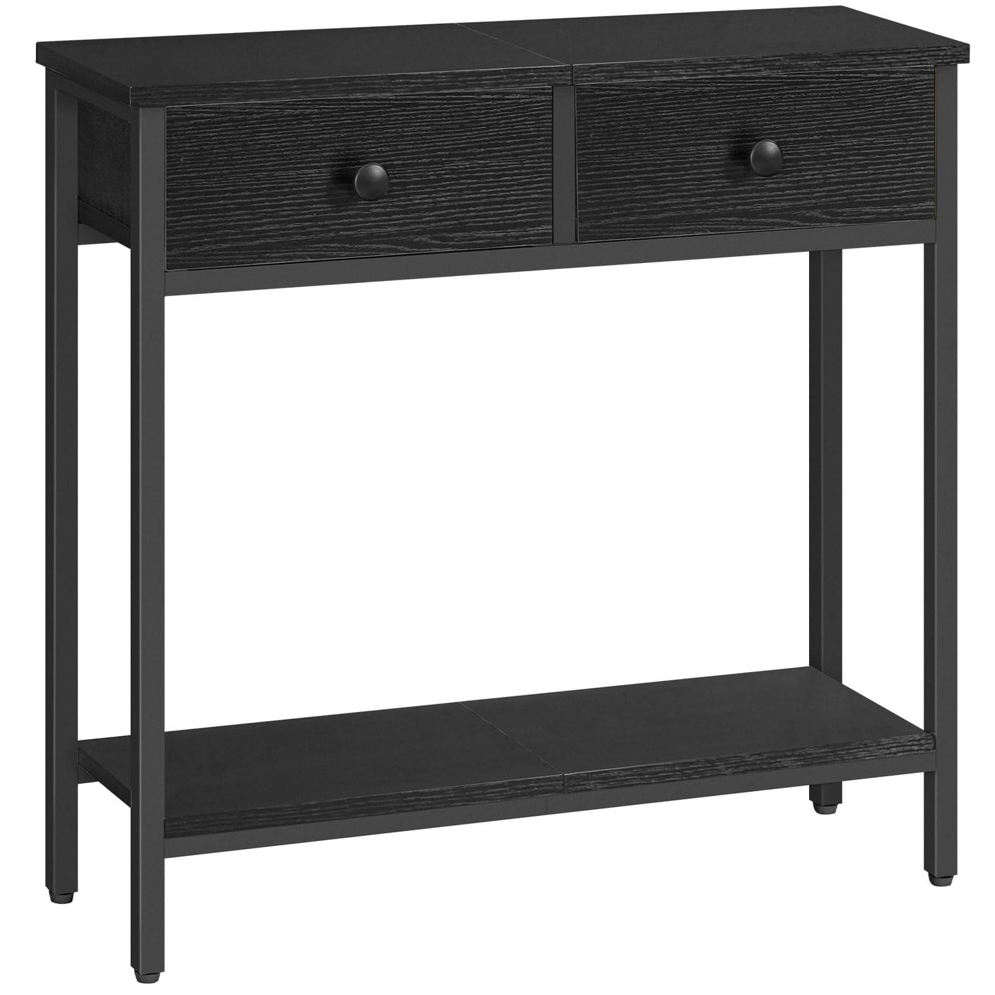 HOOBRO 29.5" Narrow Console Table with 2 Fabric Drawers, Small Entryway Table with 2-Tier Storage Shelves, Sofa Table, Behind Couch Table, for Living Room, Hallway, Black BB71XG01