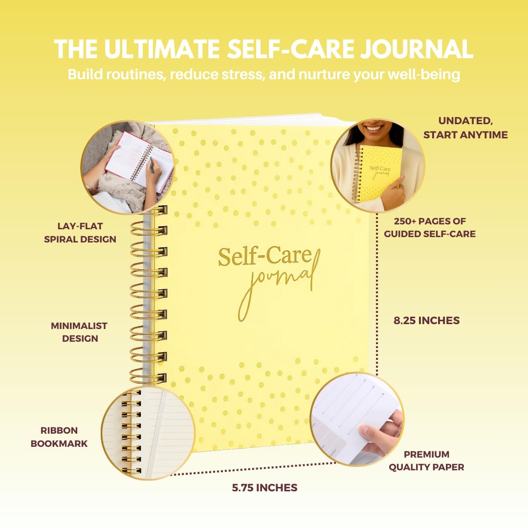 Shine Sparkle Slay Self-Care Journal for Women with Prompts | Guided 90-Day Daily & Weekly Undated Reflection Planner for Mindfulness,Productivity & Personal Development, 8.25 x 5.75 Inches - Yellow