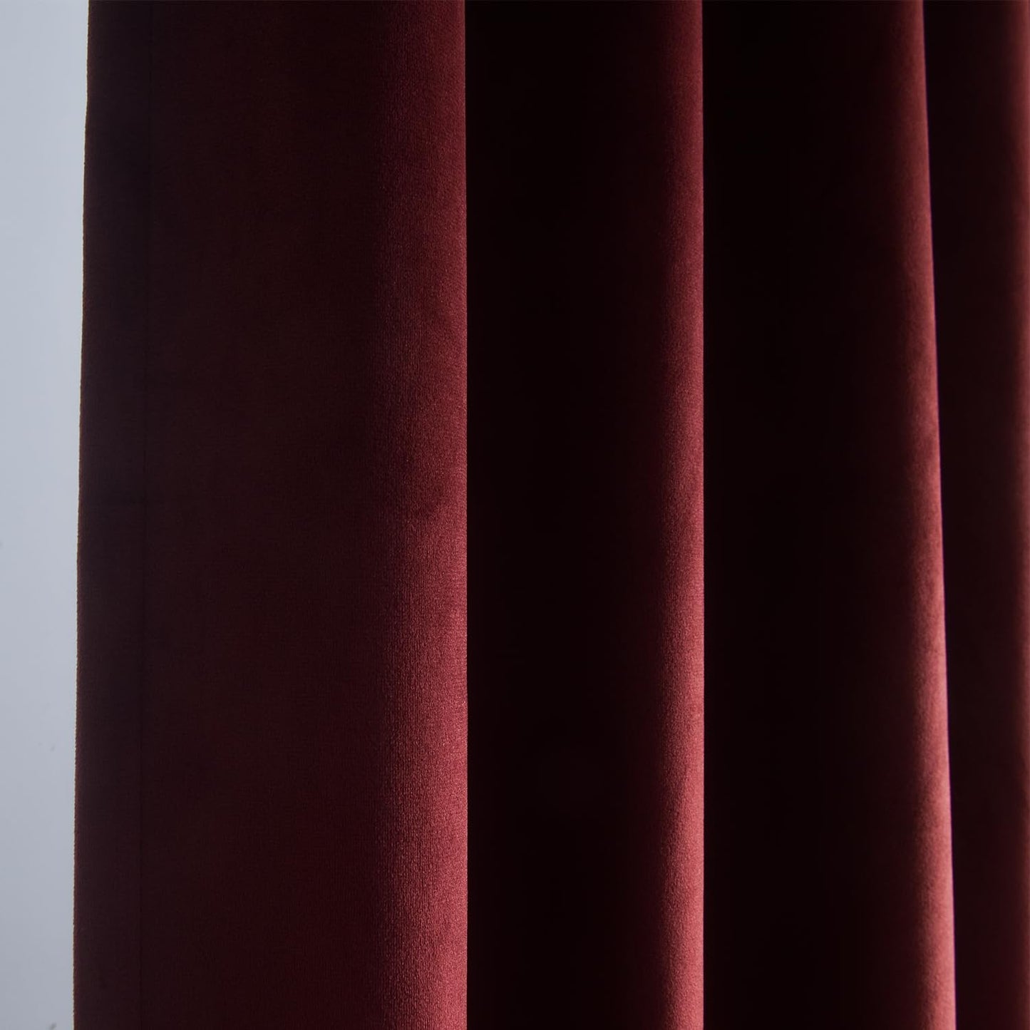 Roslynwood Velvet Ruby Wine Curtain 96 inch Long - Curtains Block Light Rod Pocket Thermal Insulated Window Drapes Set for Living Room/Bedroom/Dining Room, W52 x L96, 2 Panels