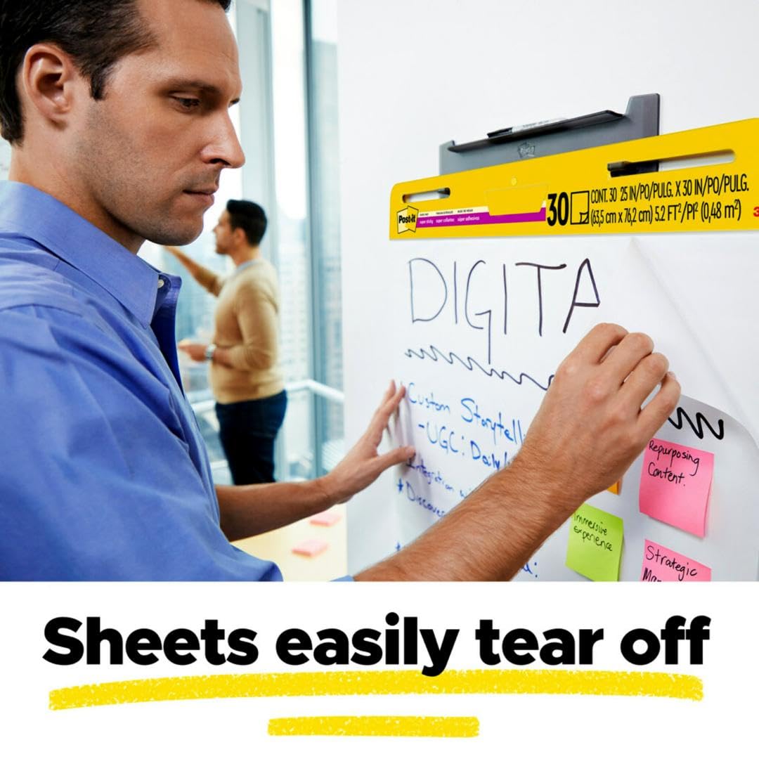 Post-it Super Sticky Easel Pad, 25 x 30 Inches, 30 Sheets Per Pad, 4 Pads, Large, White, Premium Self Stick Flip Chart Paper, Anchor Chart, Office Supplies & School Supplies, Great for Teachers and Students