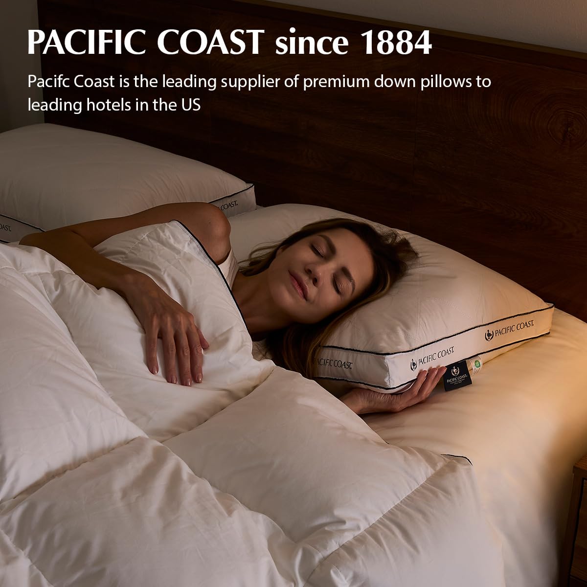 Pacific Coast Firm Bed Pillow, Luxury Hotel Collection Goose Feather and Down Pillow for Sleeping, Standard Size with Gusset Design, Oeko-TEX Certified, Supportive for Side and Back Sleepers