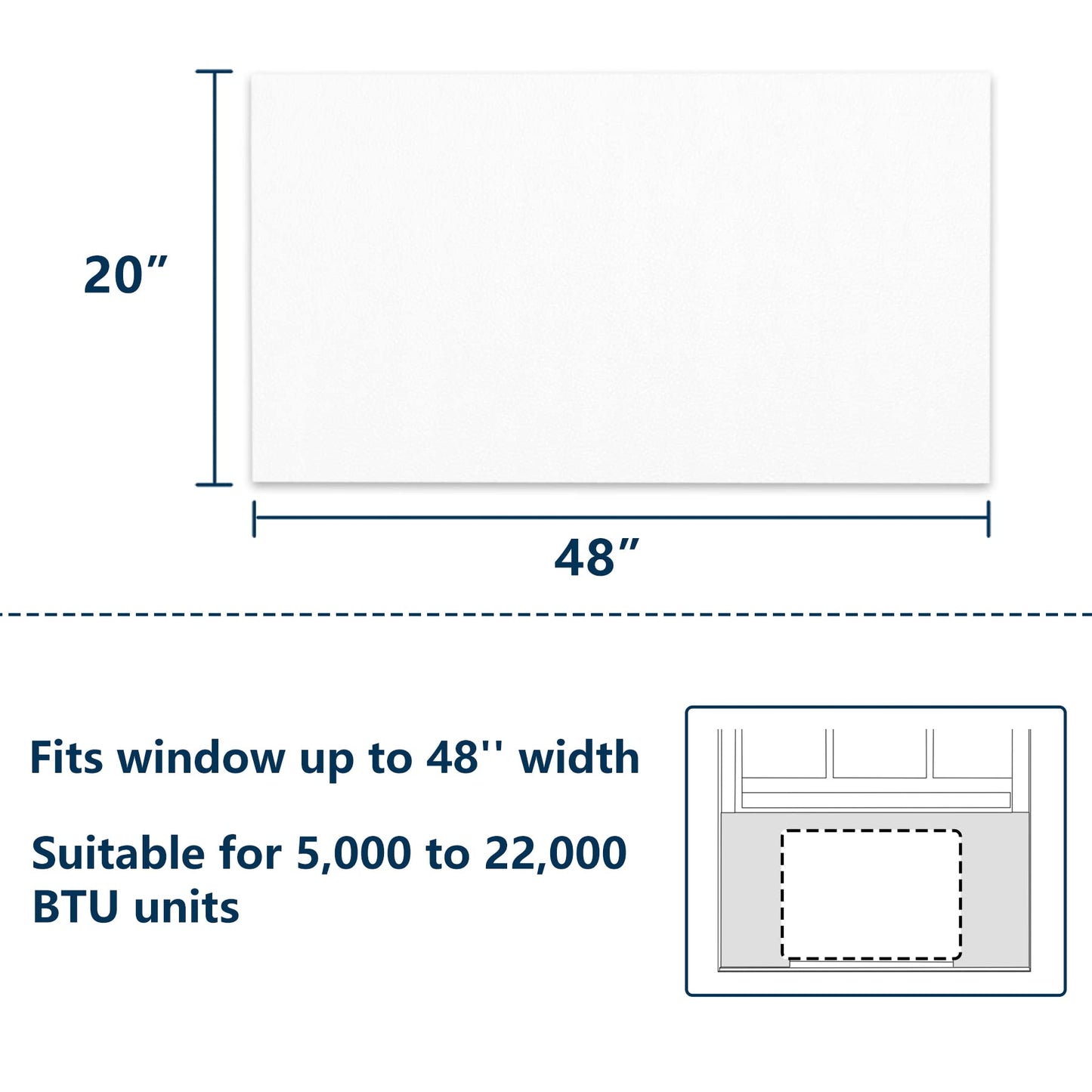 Pearwow Window Air Conditioner Side Panel, 48" Extended Width XL Size Surround Insulated Foam Side Panels for Window AC Units, Air Conditioner Insulation Panel for Summer and Winter