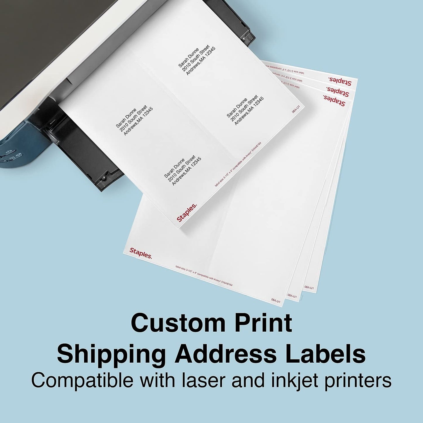 Staples 4 x 3-1/3 Shipping Labels, White – Printable Laser & Inkjet Labels, 1,500 Labels (250 Sheets)