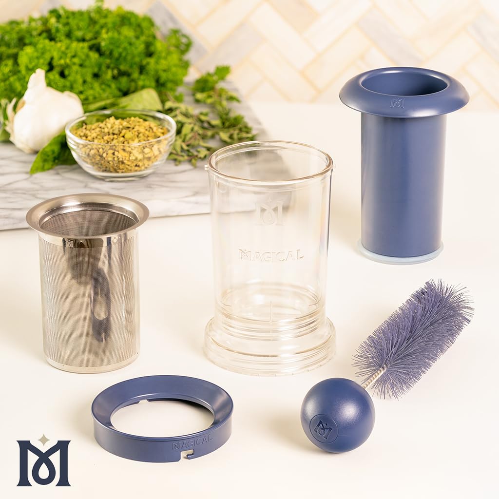 Magical Butter Filter Press – BPA-Free Reusable Straining System with Plunger & Cleaning Brush – Mess-Free Infused Oil & Butter Strainer