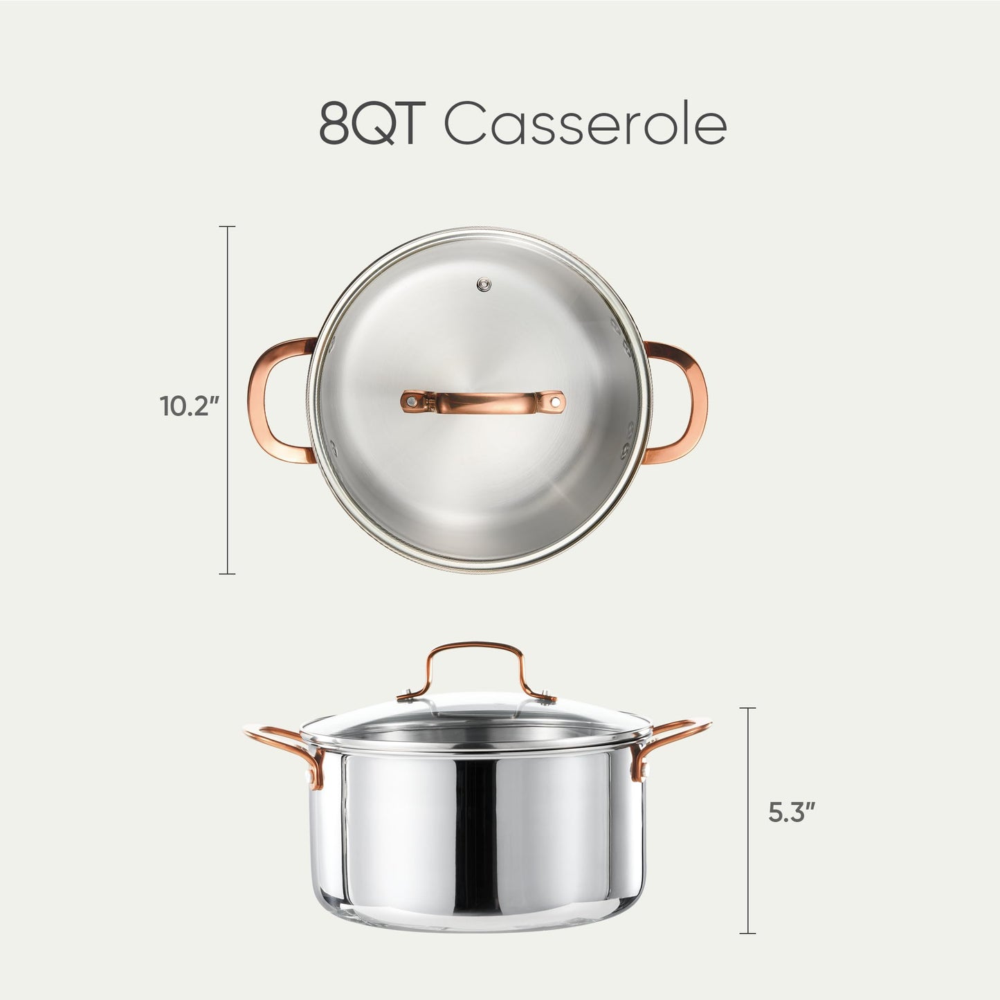 CAROTE 8 Qt Tri-Ply Stainless Steel Stockpot, Non-Toxic Stock Pot with Lid, Soup Pot for Pasta, Even Heating, Oven Safe, Induction, Ceramic and Gas Cooktops Compatible, Sliver, Mothers Day Gifts