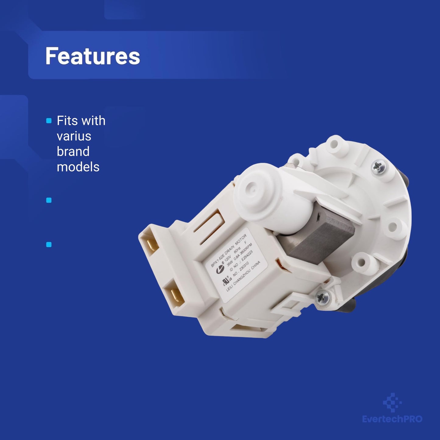A00126501 OEM Dishwasher Drain Pump, Ac/dc, Dishwasher Drain Pump Motor and Housing Replacement, Compatible With Frigidaire Dishwasher 154474101, 154640201