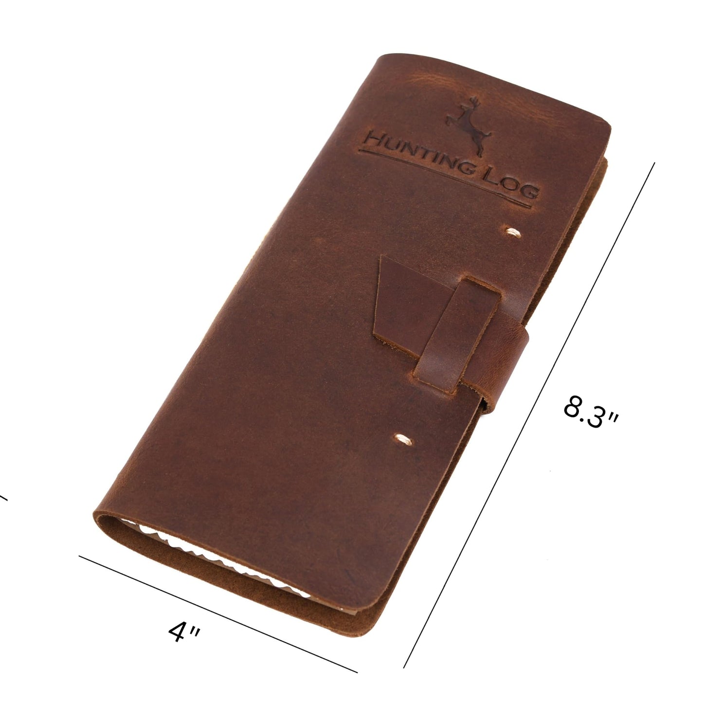 Tolredo Made in Canada Premium Hunting Journal Top-Grain Cowhide Leather Hunting Logbook Gift for Huntsman, 96 Bleed Proof Pages(8.3"X4") - Dark Brown