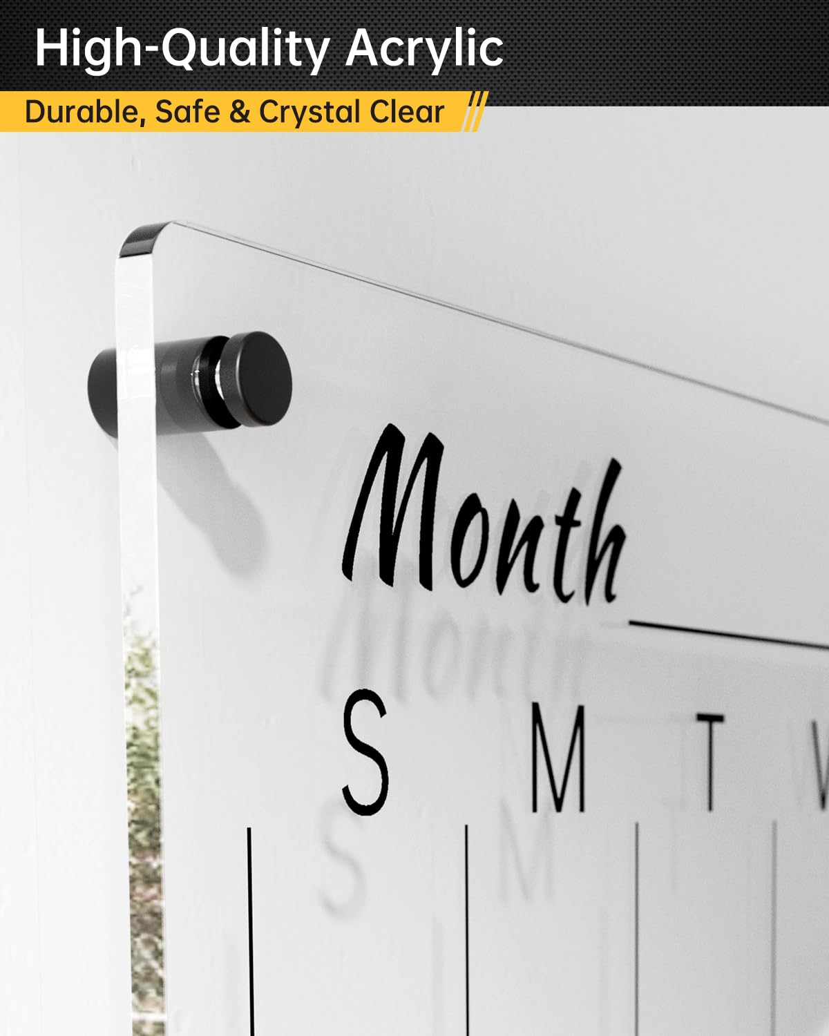 28x20" Clear Acrylic Wall Calendar with Dry Erase Surface, Large Monthly Planner Board, Includes Vibrant Markers, Eraser, Multi-Color Mounting Screws, & Easy Install Kit - Perfect for Home & Office