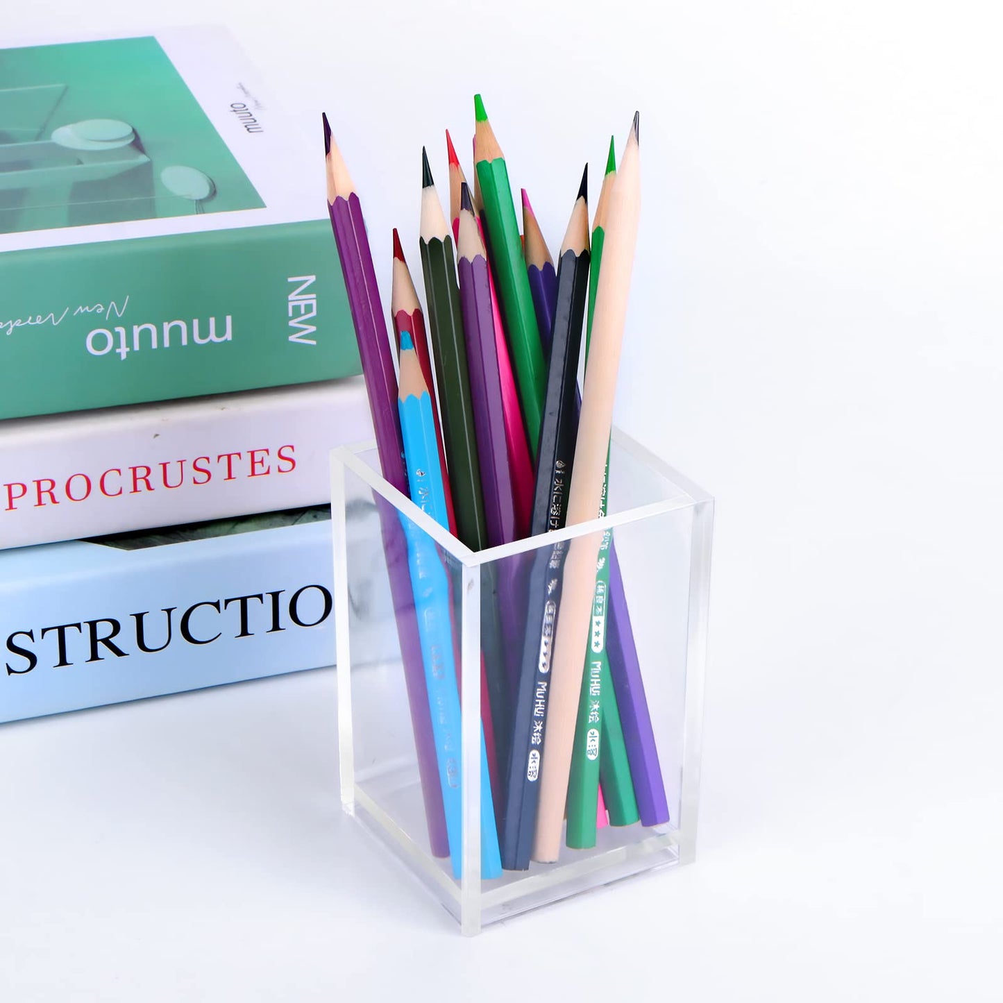 AFOROEOA 20Pack Clear Acrylic Pen Holder Desktop Pencil Organizer Acrylic Pencil Cup Stationery Office Organizer Makeup Brush Holder