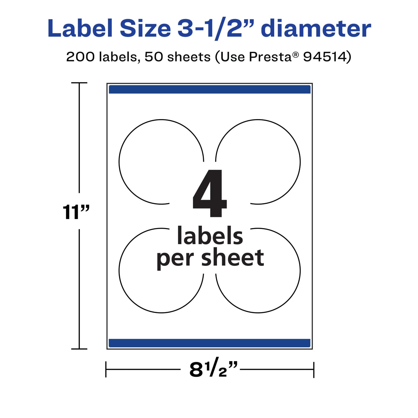 Avery Printable Durable White Round Labels, Sure Feed Technology, 3.5" Diameter, Print-to-the-Edge, Waterproof Labels, Laser & Pigment-Based Inkjet Compatible, 200 Total