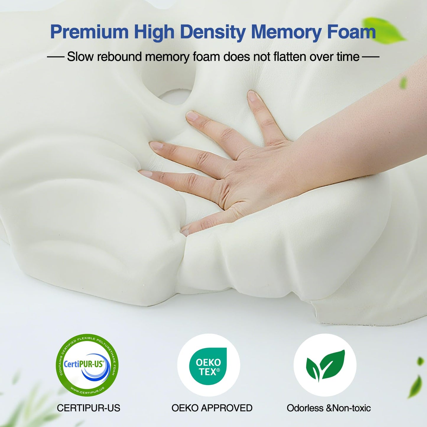 Cervical Neck Pillow - Cooling Pillow for Neck Pain Relief, Side Sleeper Pillow, Ergonomic Neck Pillow, Contour Orthopedic Memory Foam Pillows for Side Back Stomach Sleepers with Pillowcase